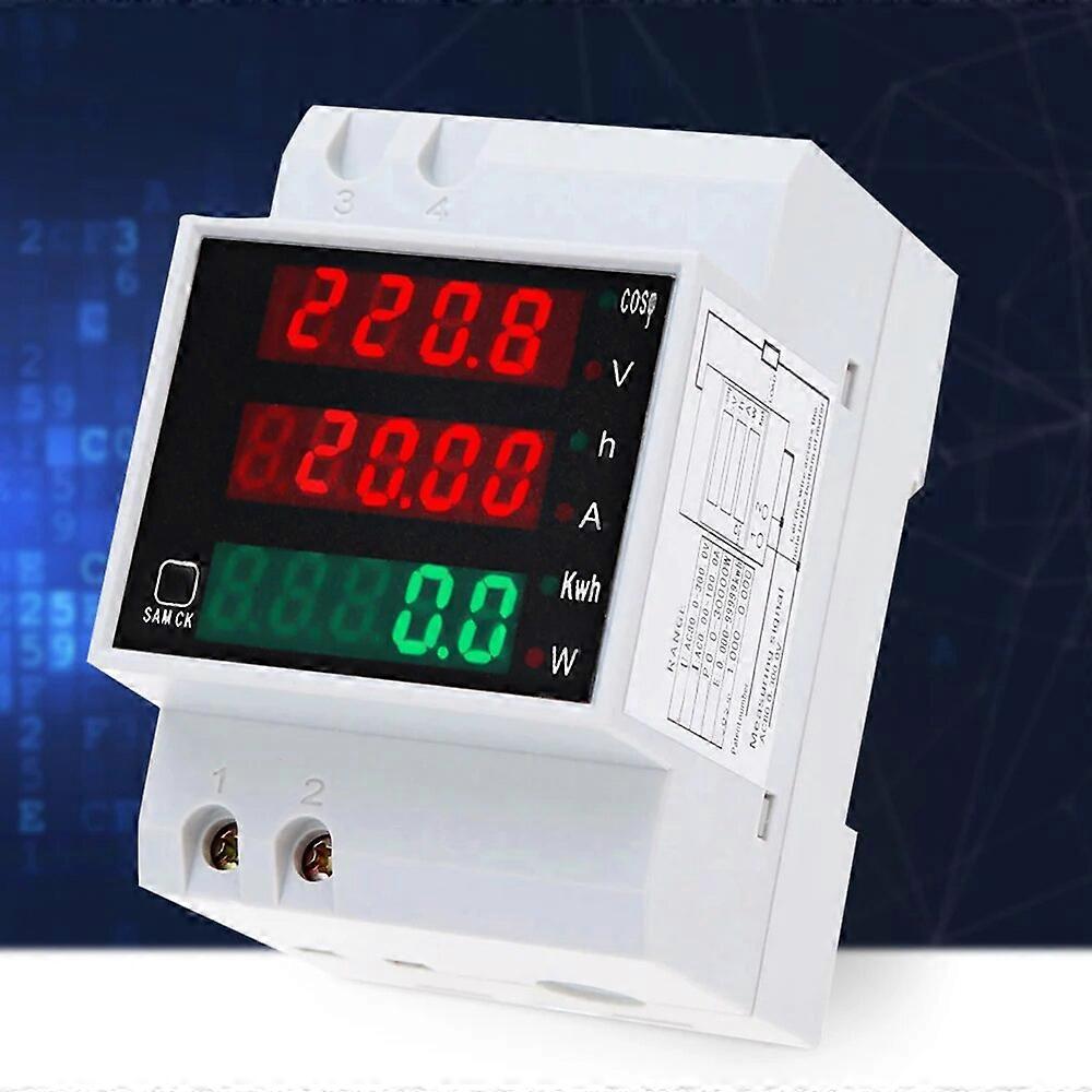 AC80-300V 100A Multi-functional Digital Din Rail Current Voltage Power Factor Meter Ammeter Voltmeter