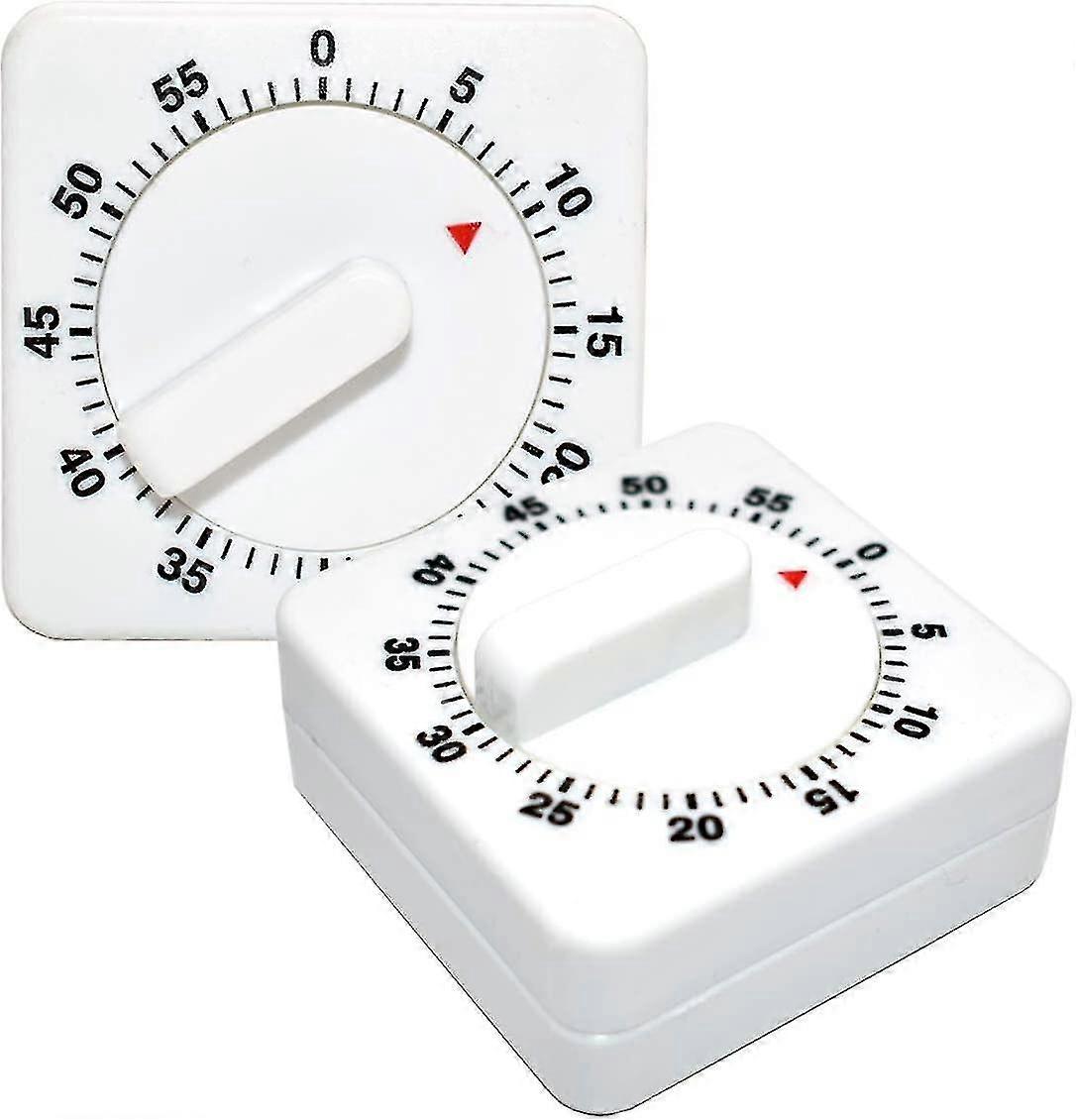 Kchentimer Mechanische,2 Stck Tragbare Timer Quadrat 60 Minute Countdown Eieruhren Analog Kurzzeitwecker Mit Lauter Alarm Fr Backen Kochen Ausben(wei)