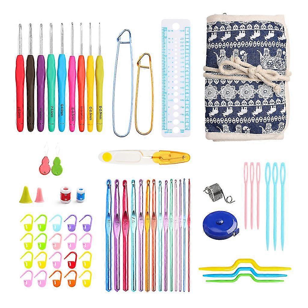Crochet Hook Knitting Needles With Threader Straight Ruler Scissors Weaving Sewing Tools Set Dty Craft