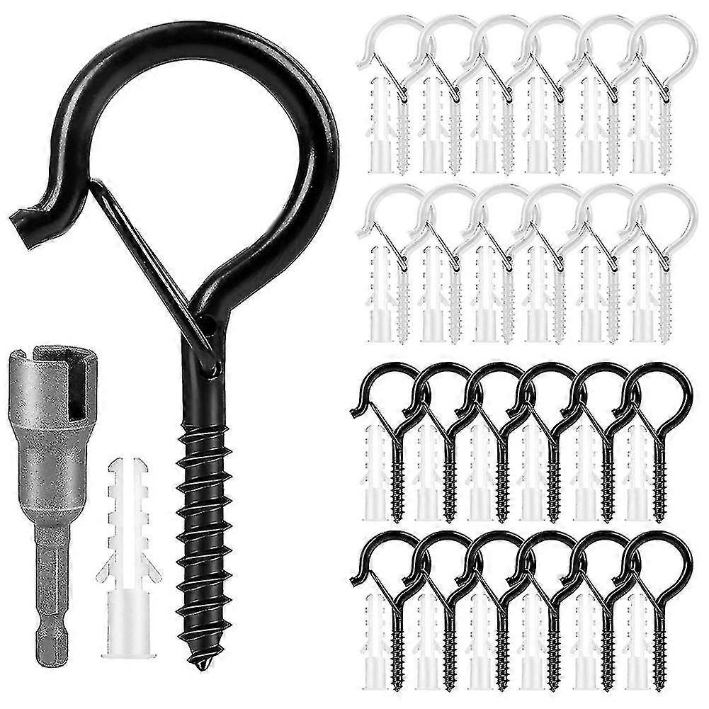Compatible With24pcs Q Hanger Eye Hooks Screw Hooks, For String Lights, With Buckle