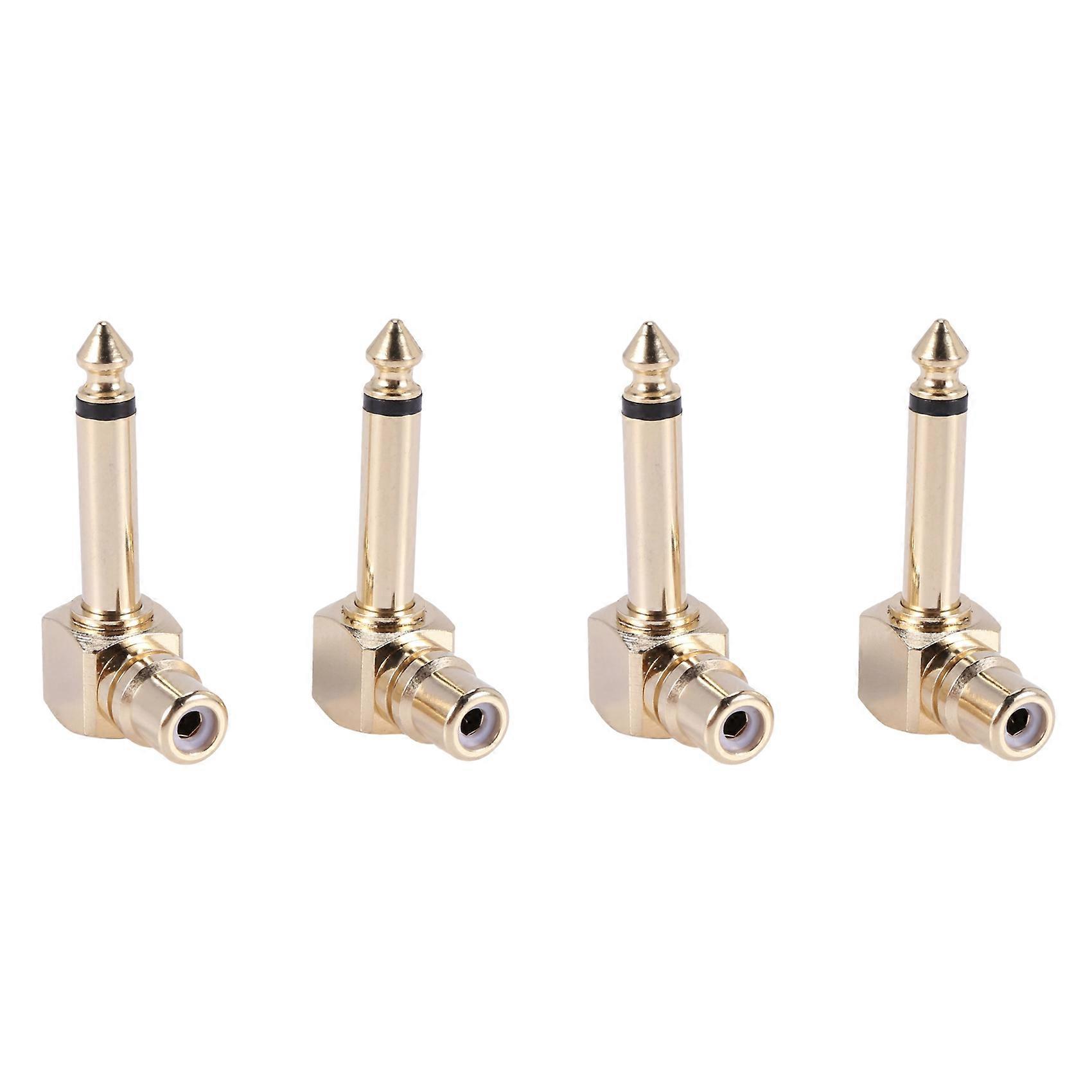 4-PACK RCA Female Jack to 1/4 Inch Mono Male Plug Right Angle Audio Adapter,Gold