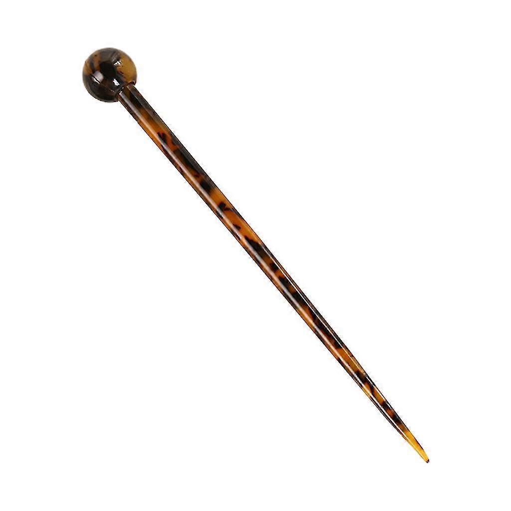 Round Ball Acetate Hair Stick Fork Leopard Print Lollipop Shape Updo Chignon Pin