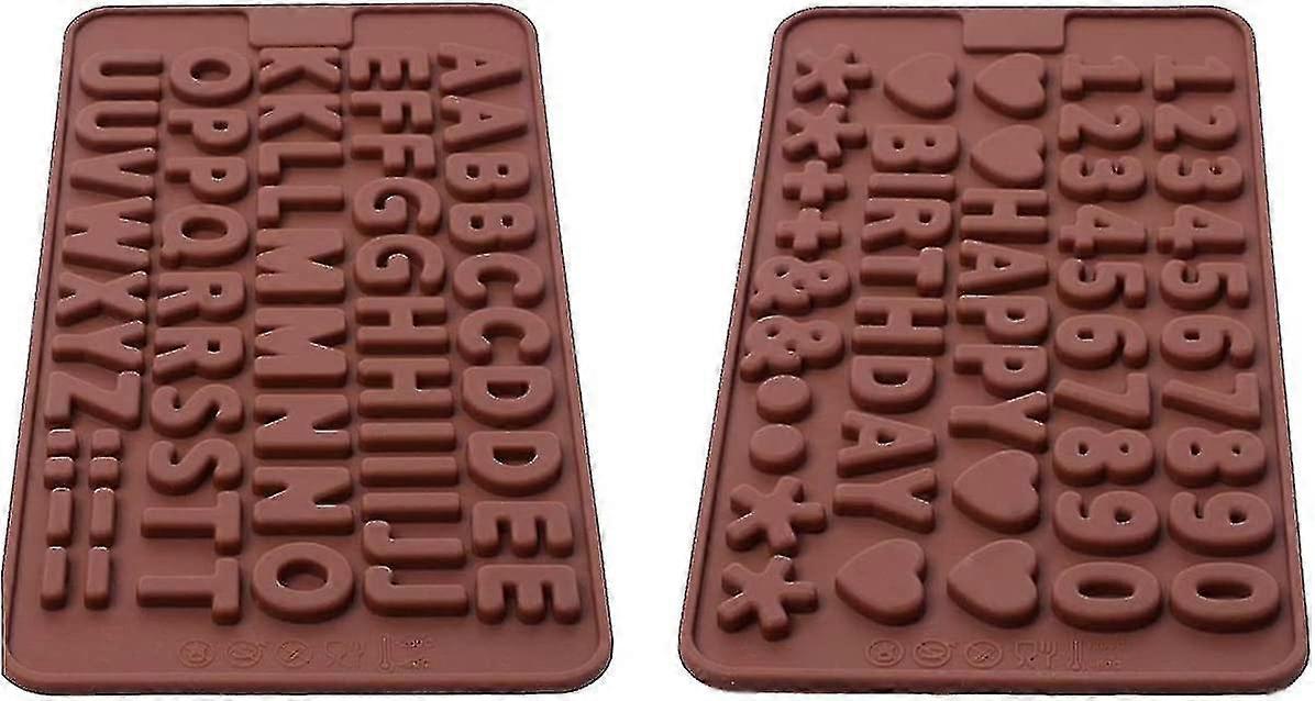 سيليكون حرف العفن وعدد قوالب الشوكولاته مع عيد ميلاد سعيد كعكة الزخارف رموز 2PCS