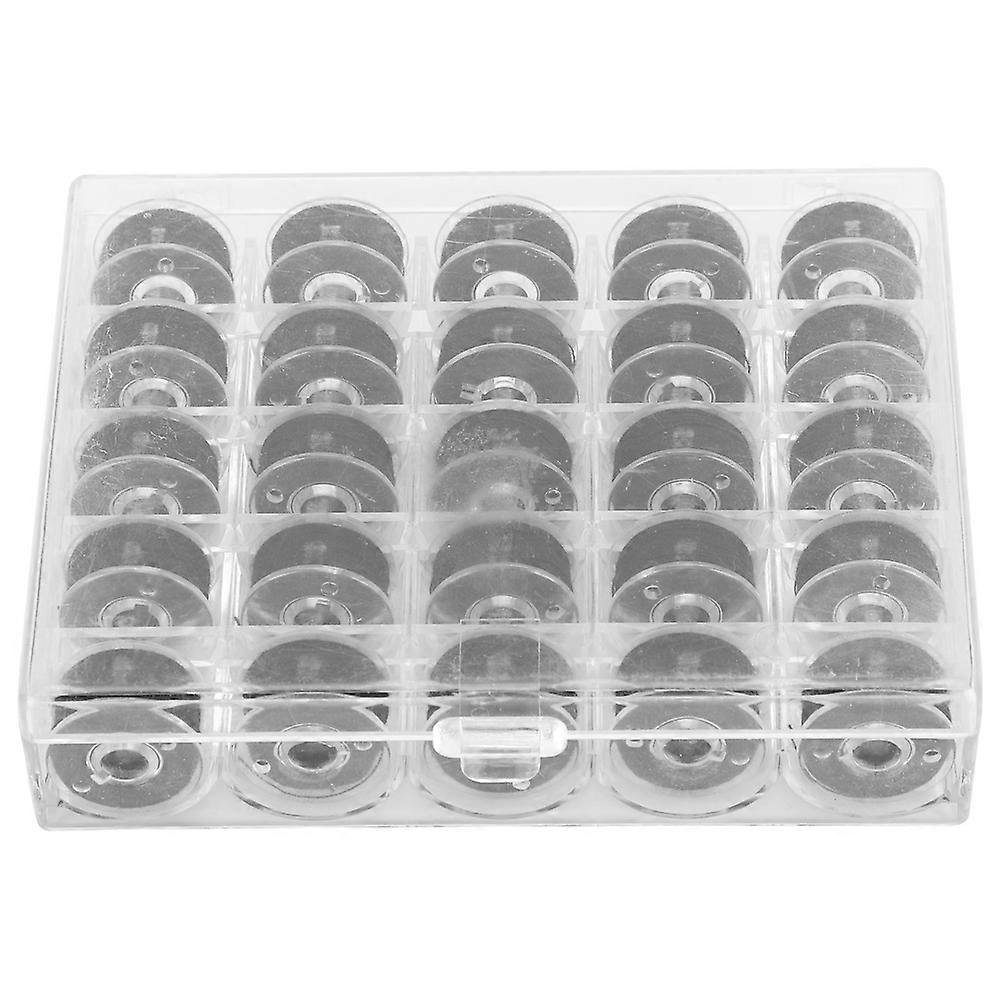 25Pcs Bobbin Set Preto com Threads Case Box Pre‑ Bobinas Enroladas Acessórios de Costura