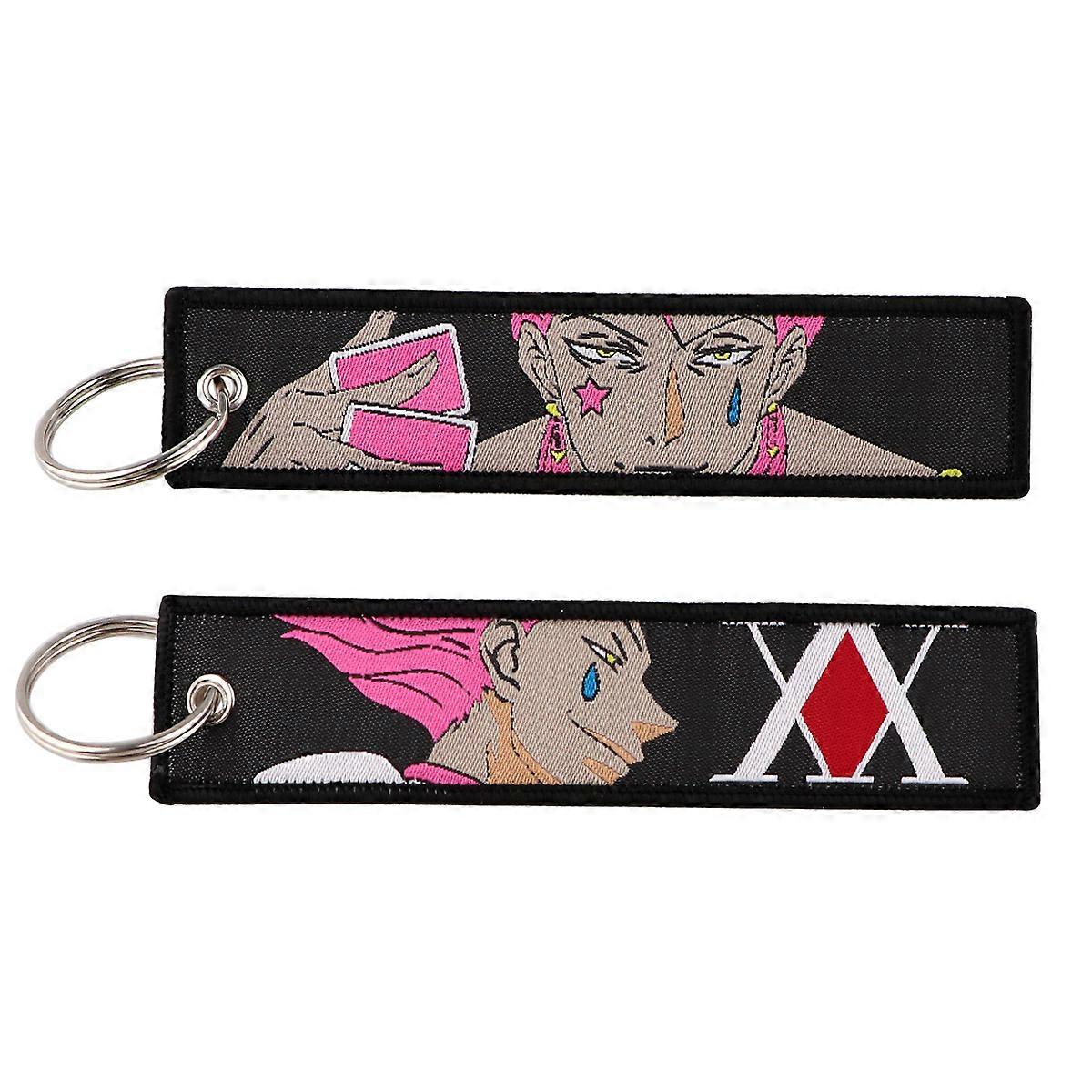 HUNTERHUNTER Anime Broderi nøglering Key Fobs Key Tag til motorcykler Biler Rygsæk Chaveiro nøglering nøglering gaver