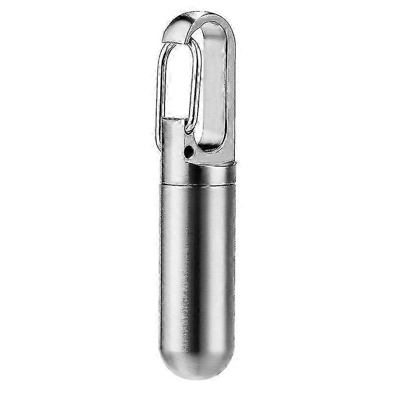 Small Pocket Pill Box Keychain,Portable Waterproof Pill Case Stainless Steel Travel Pill Container