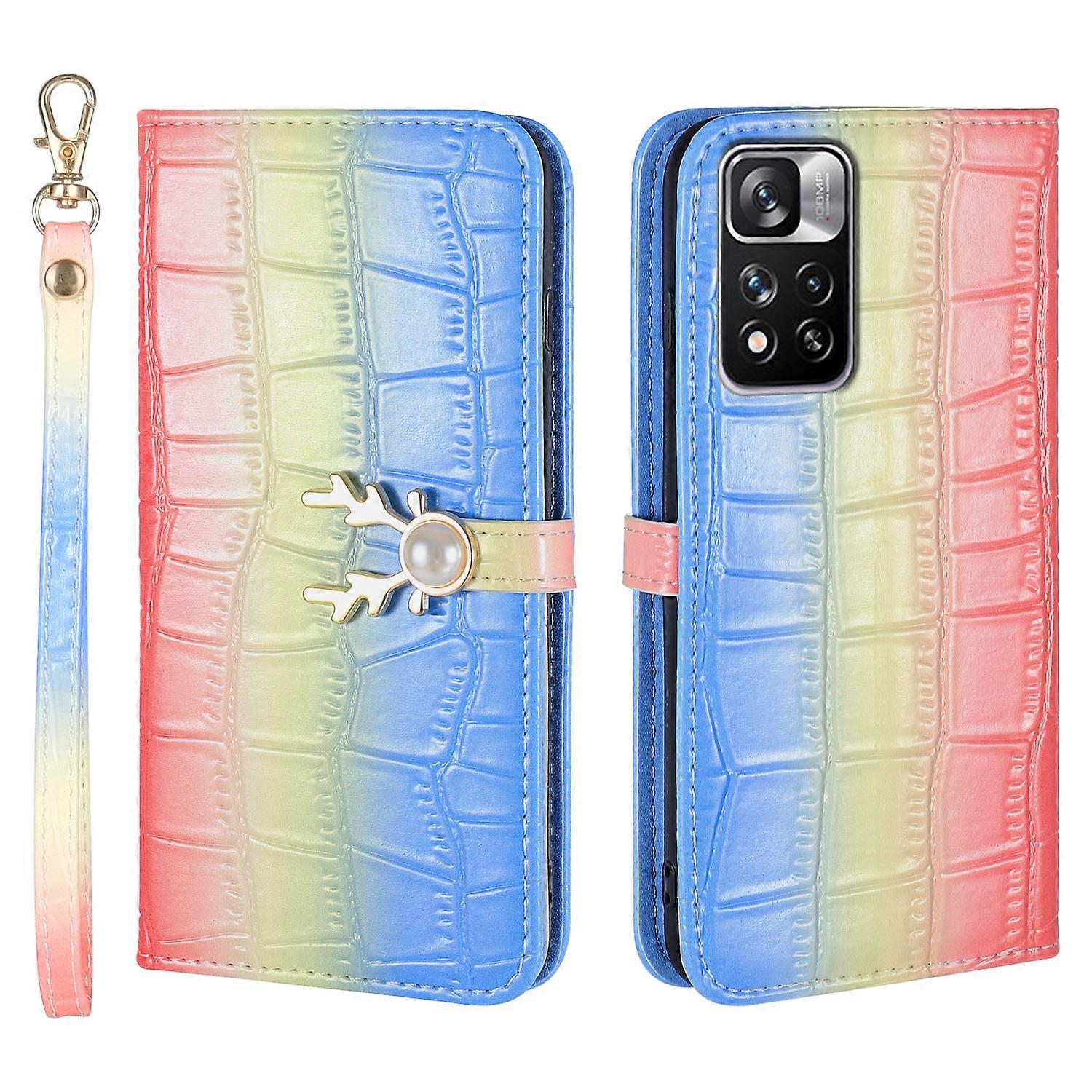 Elk Pattern Phone Case for Redmi Note 11 Pro with Card Holder, lanyard, PU Leather Material, Wallet Function, Corner Fall Protection