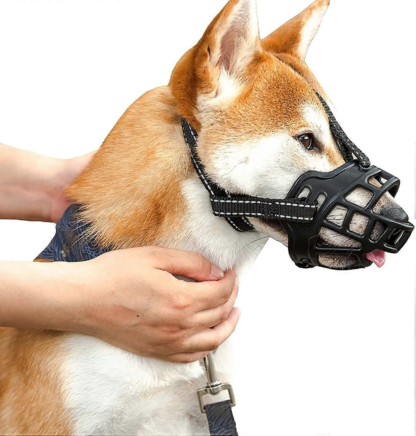 Dog Muzzle  TINGOR Soft Basket Silicone Muzzles for Dog  Best to Prevent Biting  Chewing and Barking  Allows Drinking and Panting  Used with Collar