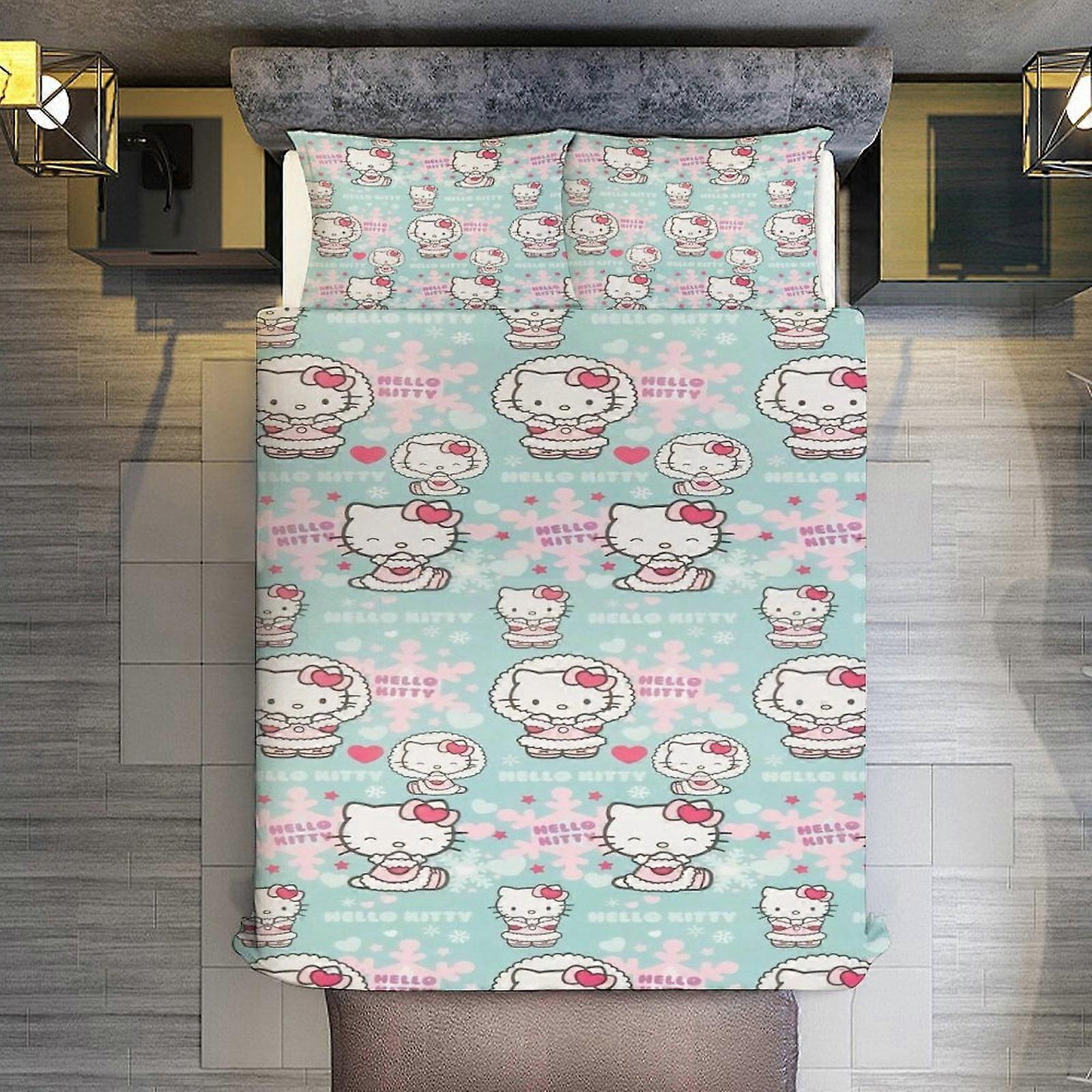 KA660 Hello Kitty Print Comforter Set,3Pcs Bedding Set Printed Comforter with 2 Pillowcases,Warm and comfortable RM660