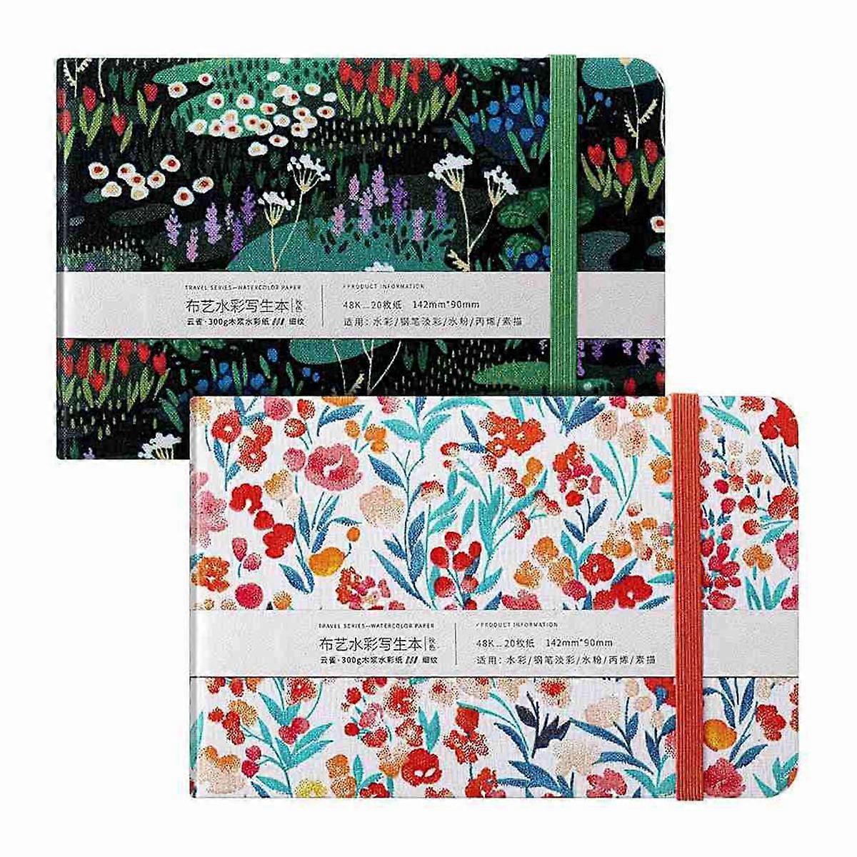 2Pcs Watercolor Sketchbooks 3.5x5.5in φορητό περιοδικό ακουαρέλας 20 φύλλα/40 σελίδες 140lb/300gsm στ