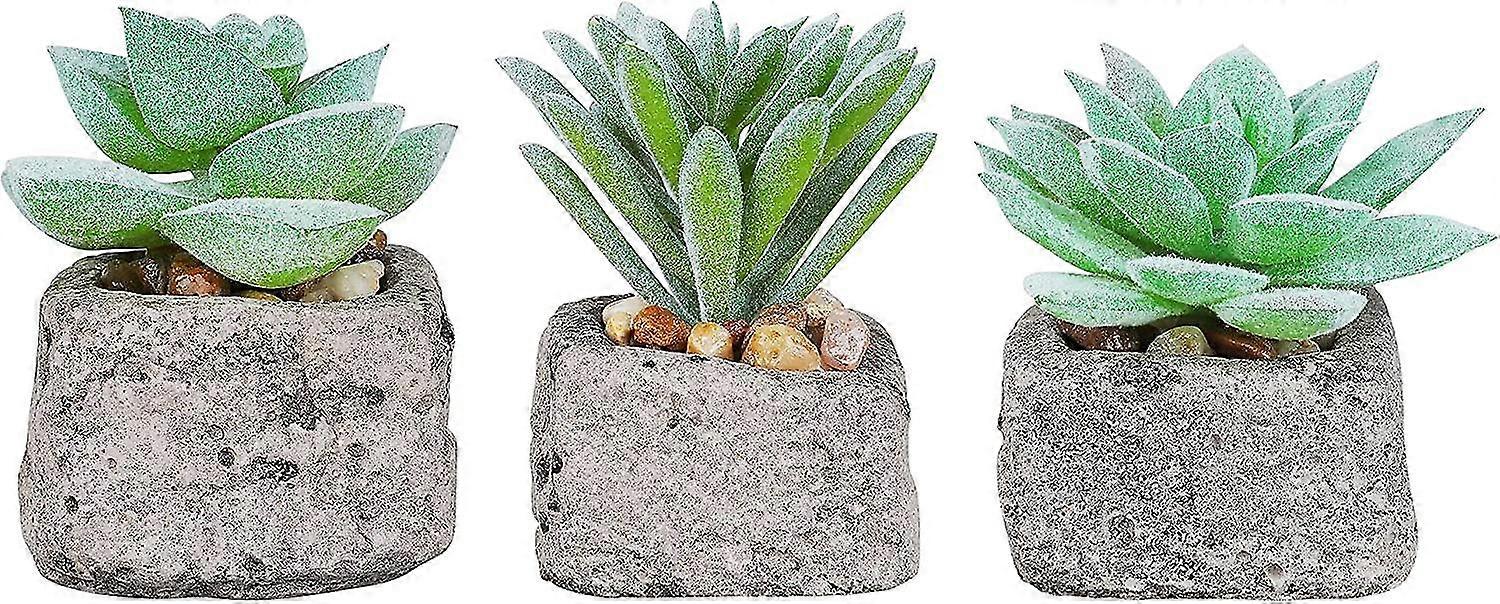 3 نباتات اصطناعية ، نباتات اصطناعية مع وعاء نباتات اصطناعي صغير لتزيين مكتب طاولة منزل الشرفة (أخضر -2)