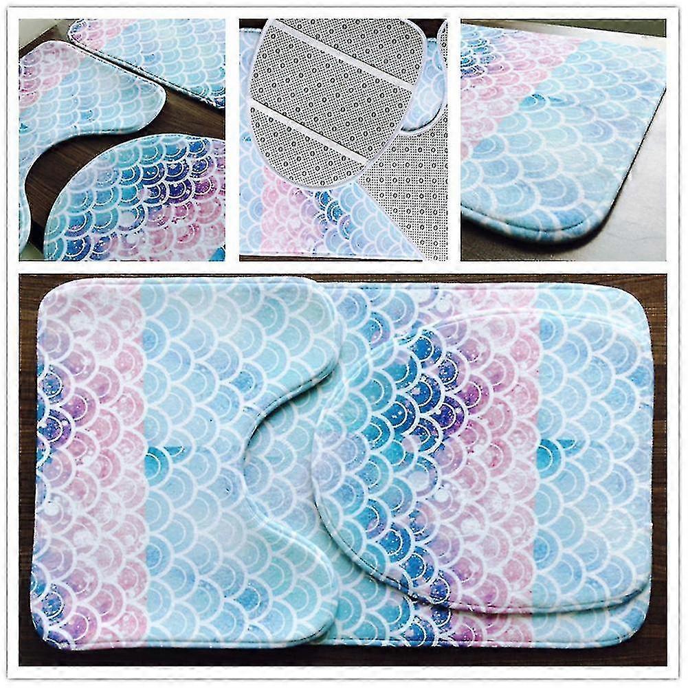 3PC Toilet Mat Fish scale pattern