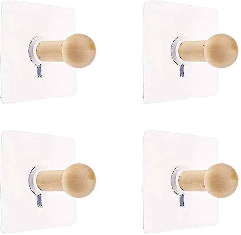 Wall Hooks Natural Mini Self Adhesive Hook Wooden Coat Hook For Bathrobe Hat