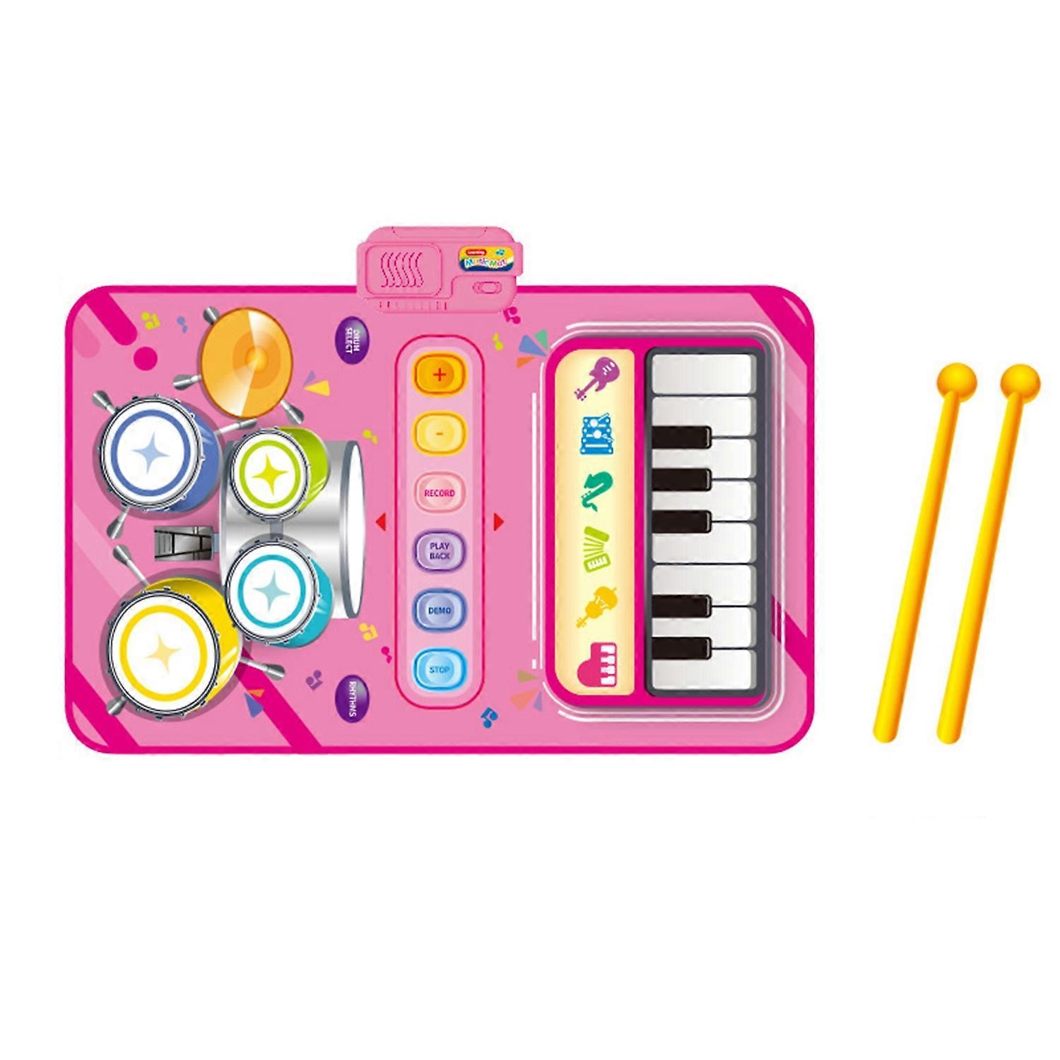 Children Music Blanket 2 in 1 Jass Electronic Music Piano Keyboard Drum with 2 Sticks 13 Insert