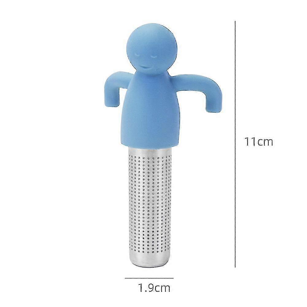 Cute Little Man Tea Strainer Fine Mesh Tea Filter Hanging Tea Infuser For Loose Leaf,2,Blue and Grey