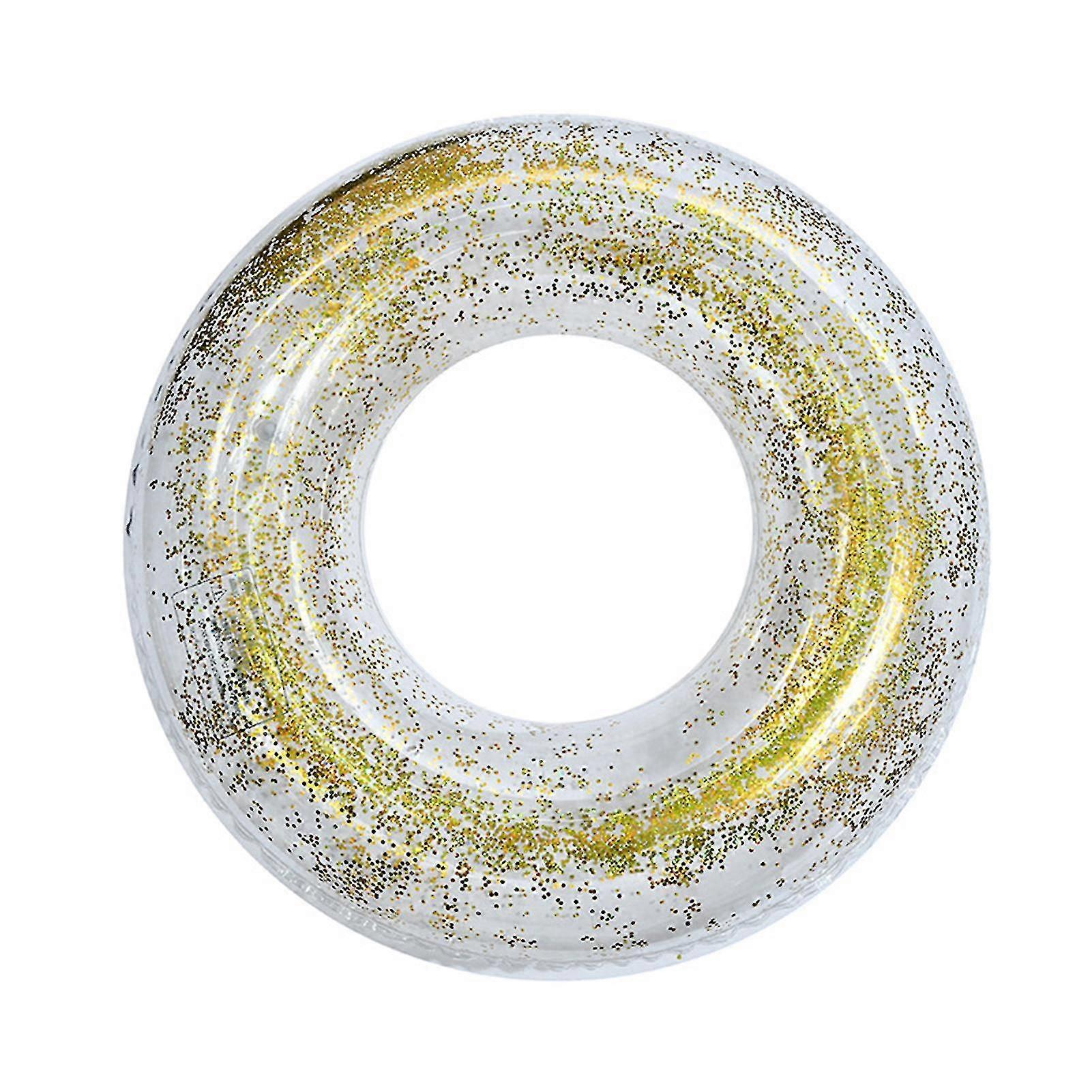 Kids Inflatable Pool Float Tube with Colorful Sparkling Glitters - Transparent Swimming Ring