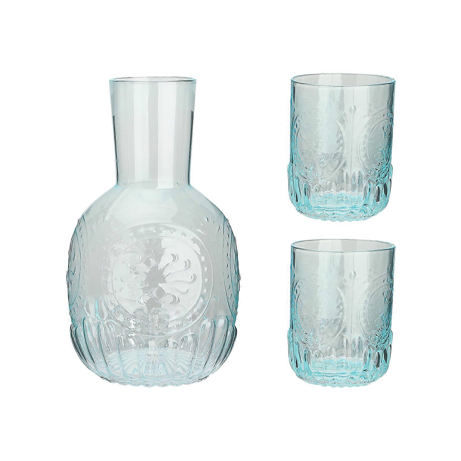 Cruche Et Verre Set Carafe d’Eau avec Tumbler 300ml 1300ml Multicolor Thick Retro 24 x 22 x 14cm Vintage Transparent Cup
