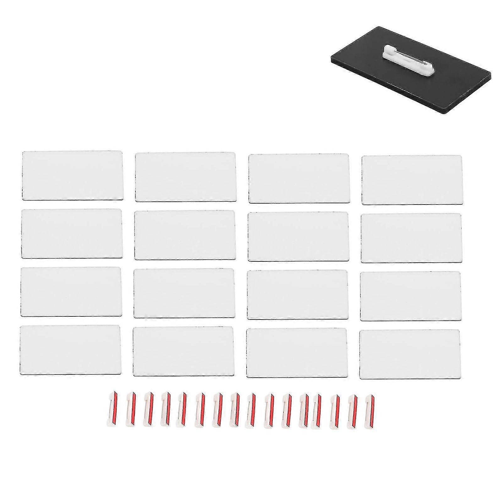 Compact & Portable Custom Name Badges - 16pcs MDF Material, Rounded Corners for School