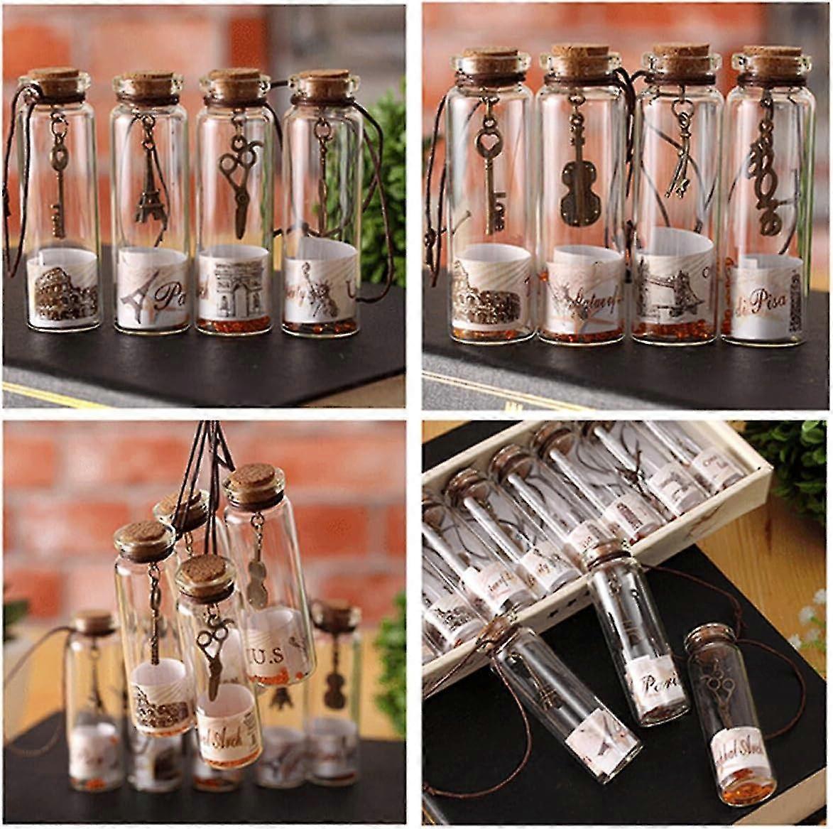12pcs Mini Glass Wish Bottle with Cork - Lucky Wishing Jar