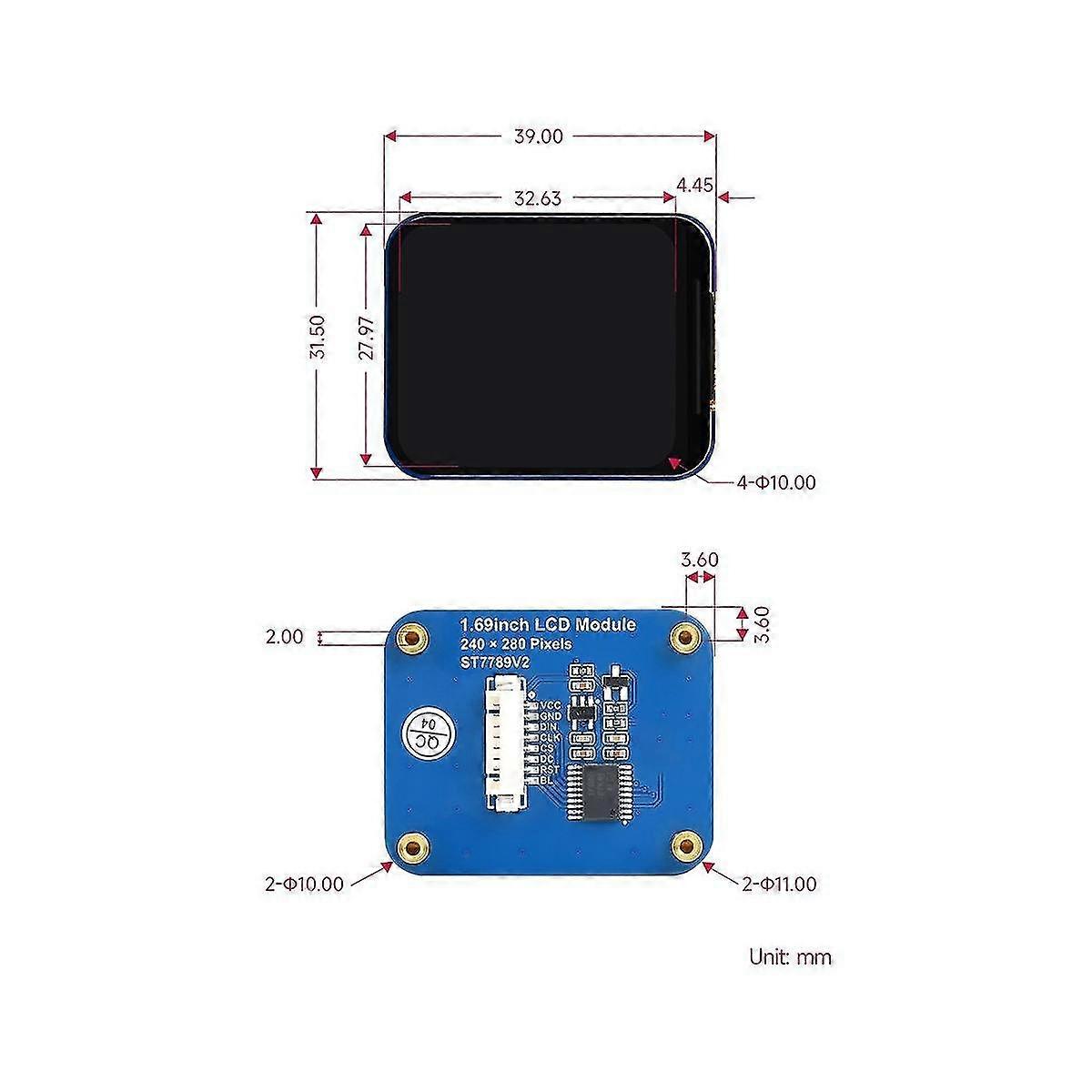 For 1.69 Inch Ips Display Color Lcd 240 X 280 Resolution Spi Interface 262k Color Screen For Stm32