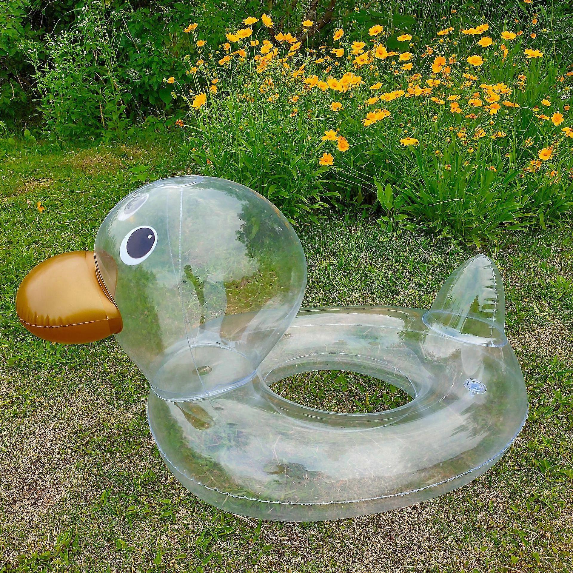 Thickened Transparent Duck Baby Swimming Ring Pvc Inflatable Children's Armpit Ring Big Duck Buoyancy Lifebuoy 1 Transparent