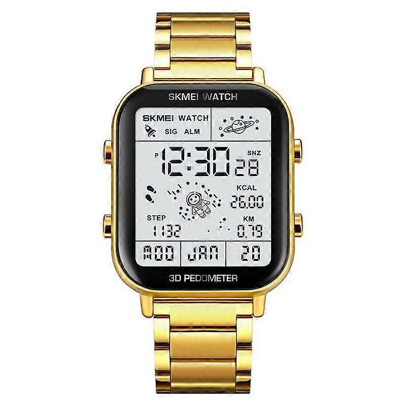 SKMEI Back Light Display Sport Pedometer Digital Watches Mens Stopwatch Countdown Wristwatch Calendar Calorie Calculation Clock