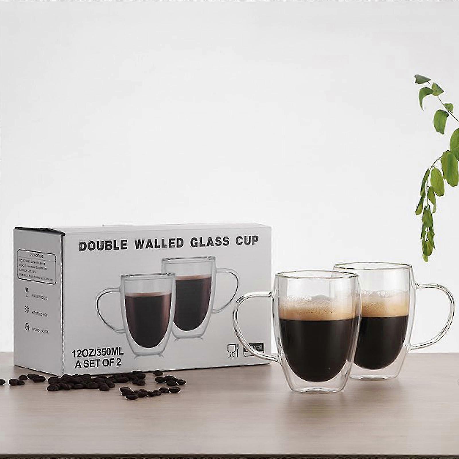 Glass Water Mug Set Double Layer Large Capacity Safe Transparent Drink Cups for Home Use