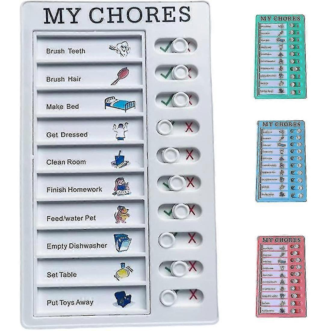 Memo Plastic Board Chores Checklist Board, My Chores Chart Board For Kids Children, List Board With Sliding Buttons,1pc Banmo