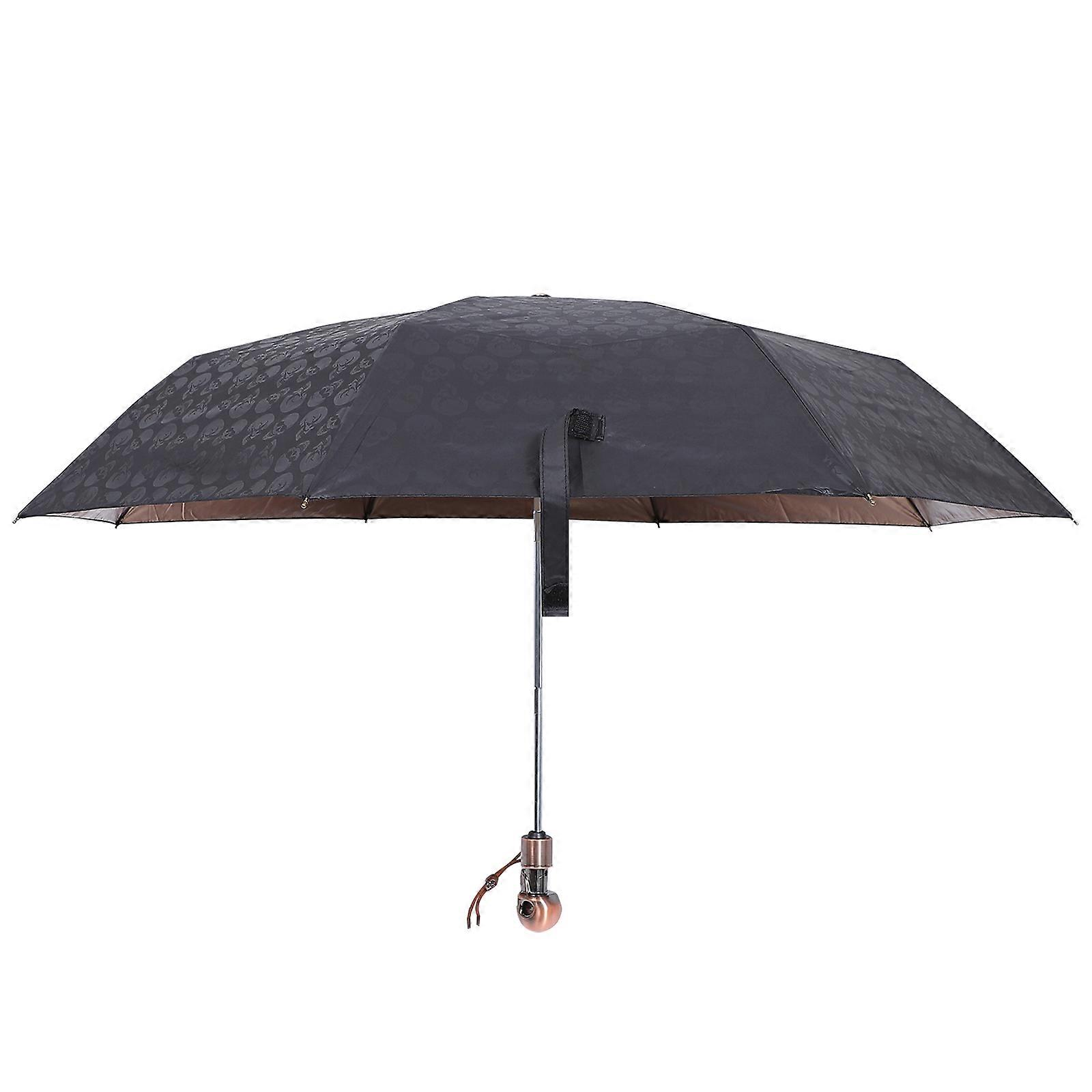 1pc UV Protective Sun Umbrella Travel Portable Folding Skull Head Handle Umbrella
