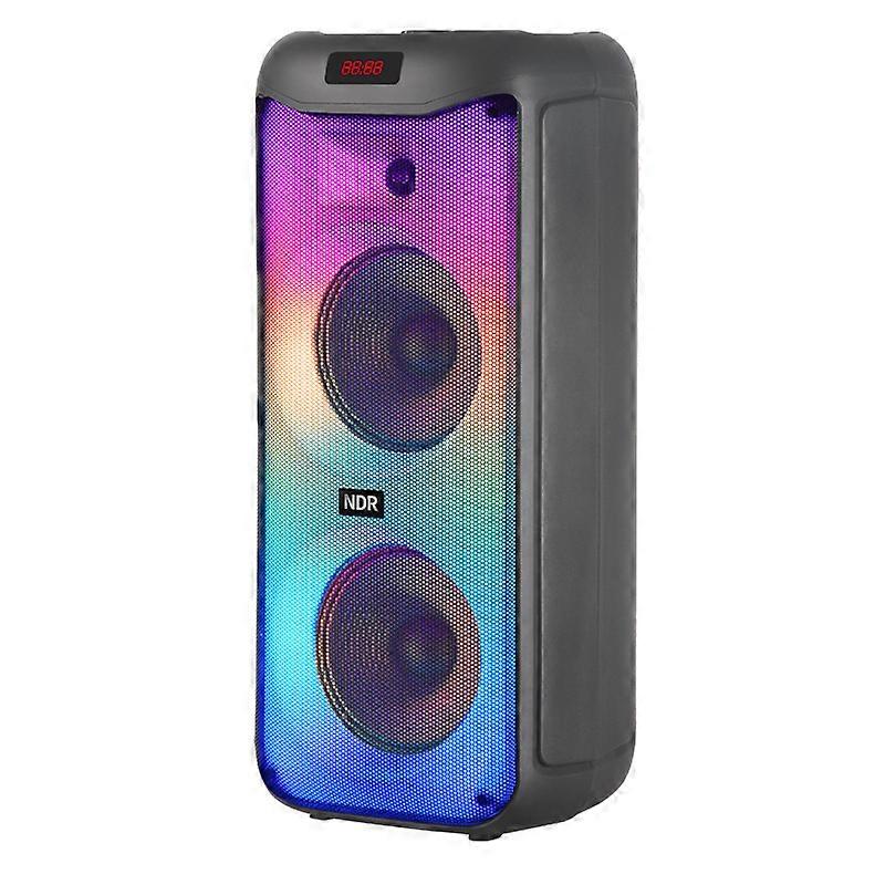 Dual 8-inch 80W pole outdoor trolley audio karaoke Partybox RGB Bluetooth speaker EQ color LED light ring, with microphone remo