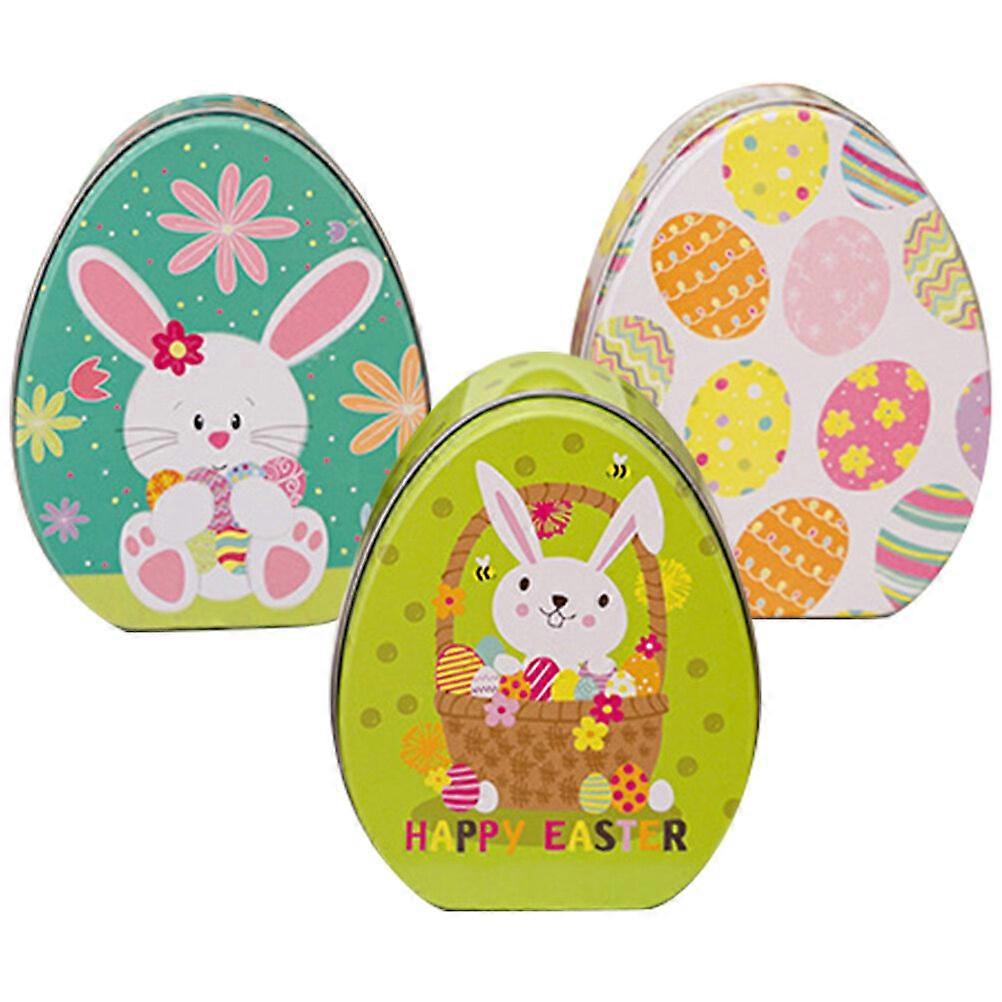 3Pcs Egg Shaped Boxes Metal Candy Gift Case Easter Jewelry Coin Holder Easter Gift Container