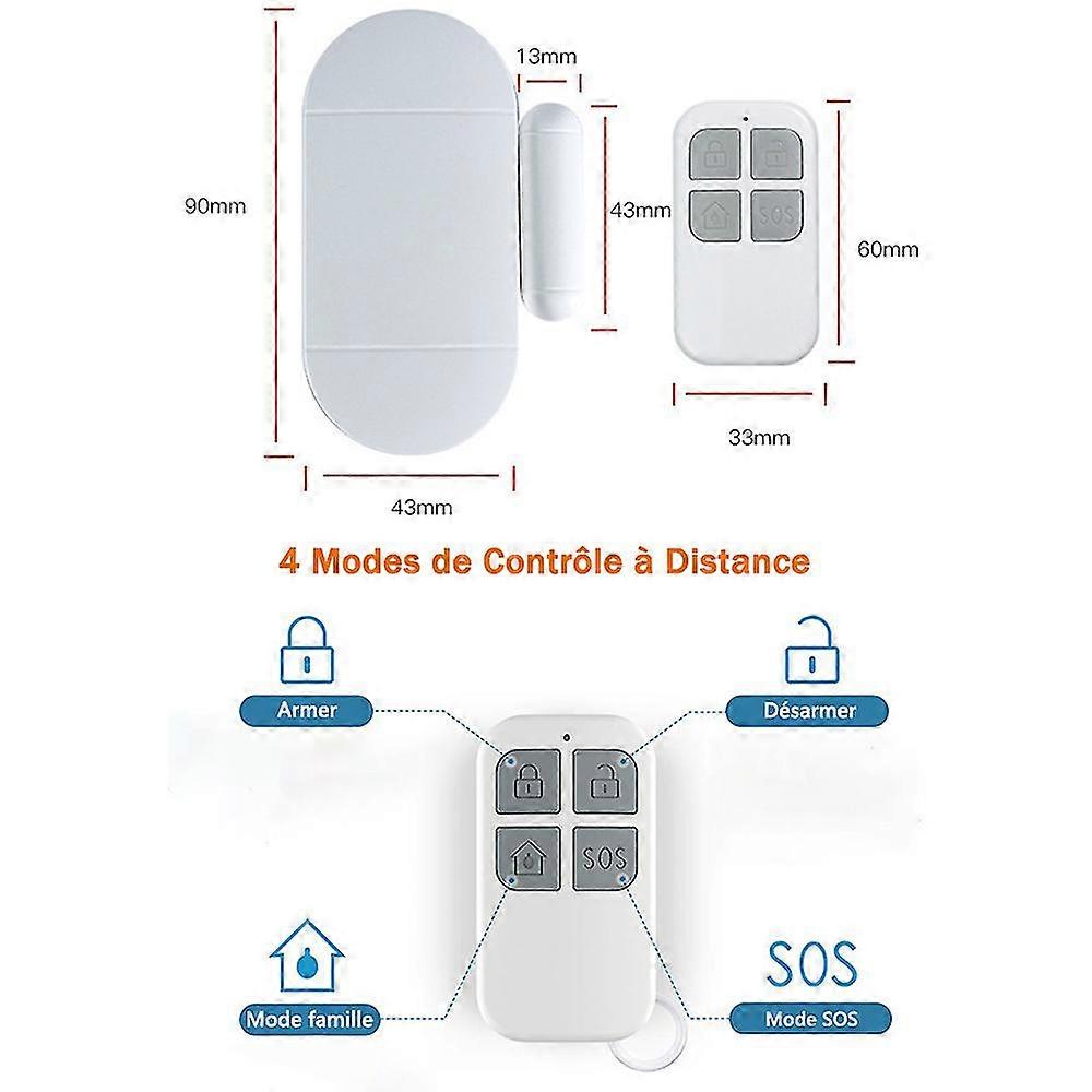 Wireless Door And Window Detectors With Remote Control,white