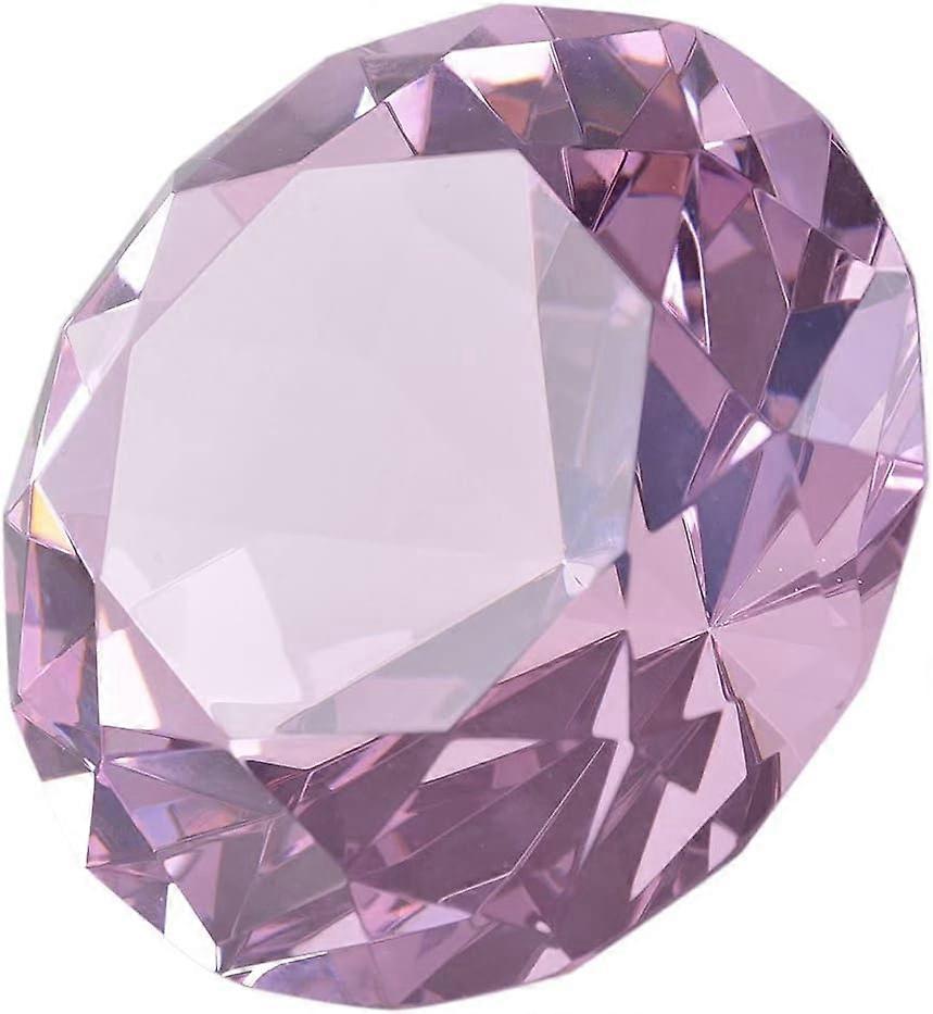 80mm (3.1 ίντσα) Crystal Diamond Paperweight Στολίδι Home Venue Διακοσμήσεις Μονόχρωμο Ροζ
