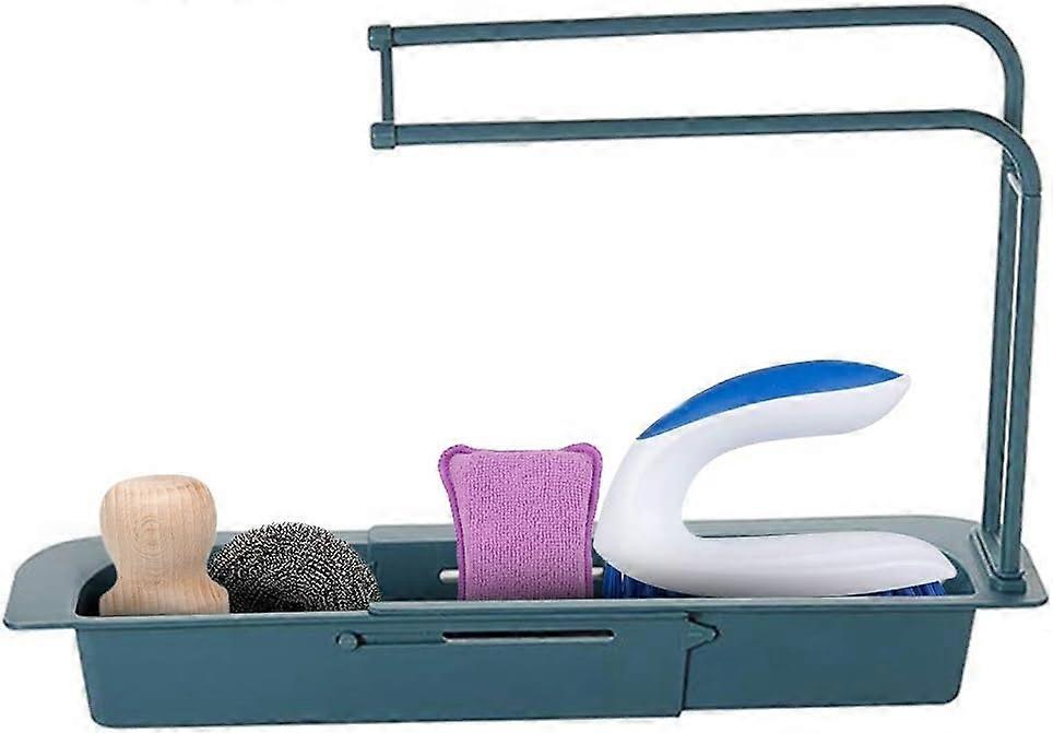 Telescopic Sink Storage Rack Holder-Adjustable 2-in-1 Sink Organizer,Expandable Sink Basket,Sink