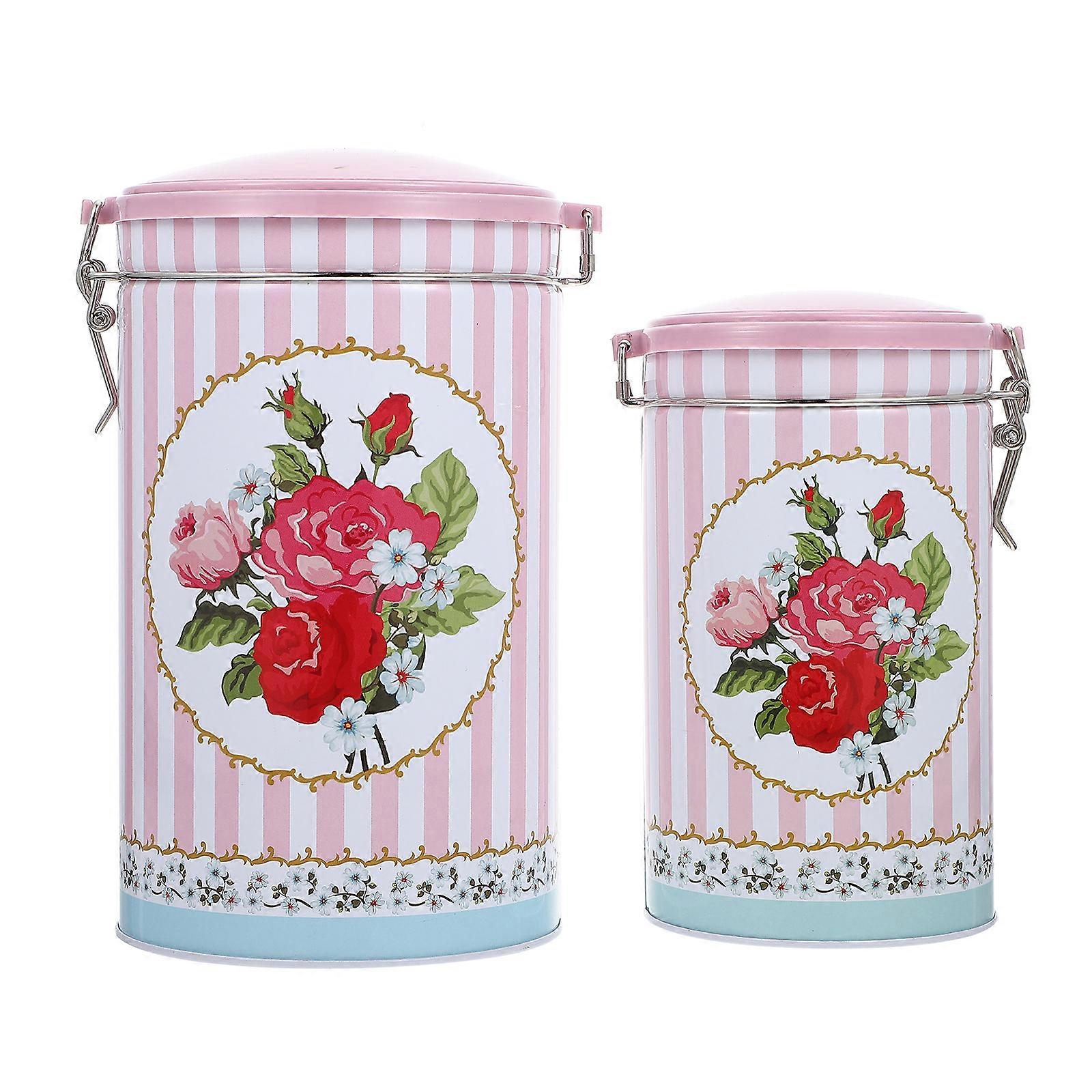 2Pcs Multi-purpose Sealing Tea Canister Practical Snack Storage Boxes Cookie Container