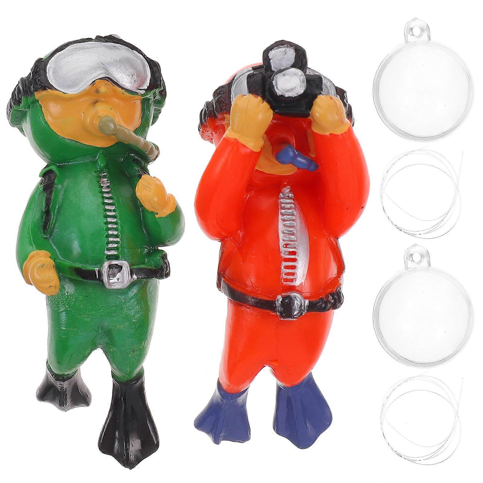 2Pcs Floating Aquarium Divers Small Floating Divers Underwater Crafts Floating Fish Tank Decorations