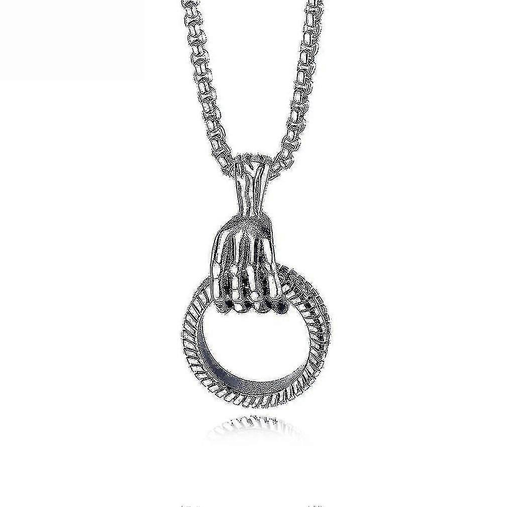 女性ネックレス男性可動タイヤスカルゴーストフィットネスハロウィーンハンドチタンスチールペンダントパーティー