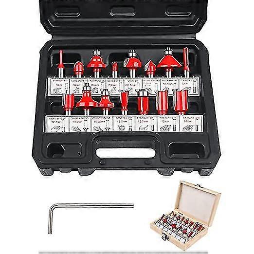 15 個 6.35mm 1/4 インチシャンクタングステンカーバイドチップルータービットセットウッドフライスソーカッター