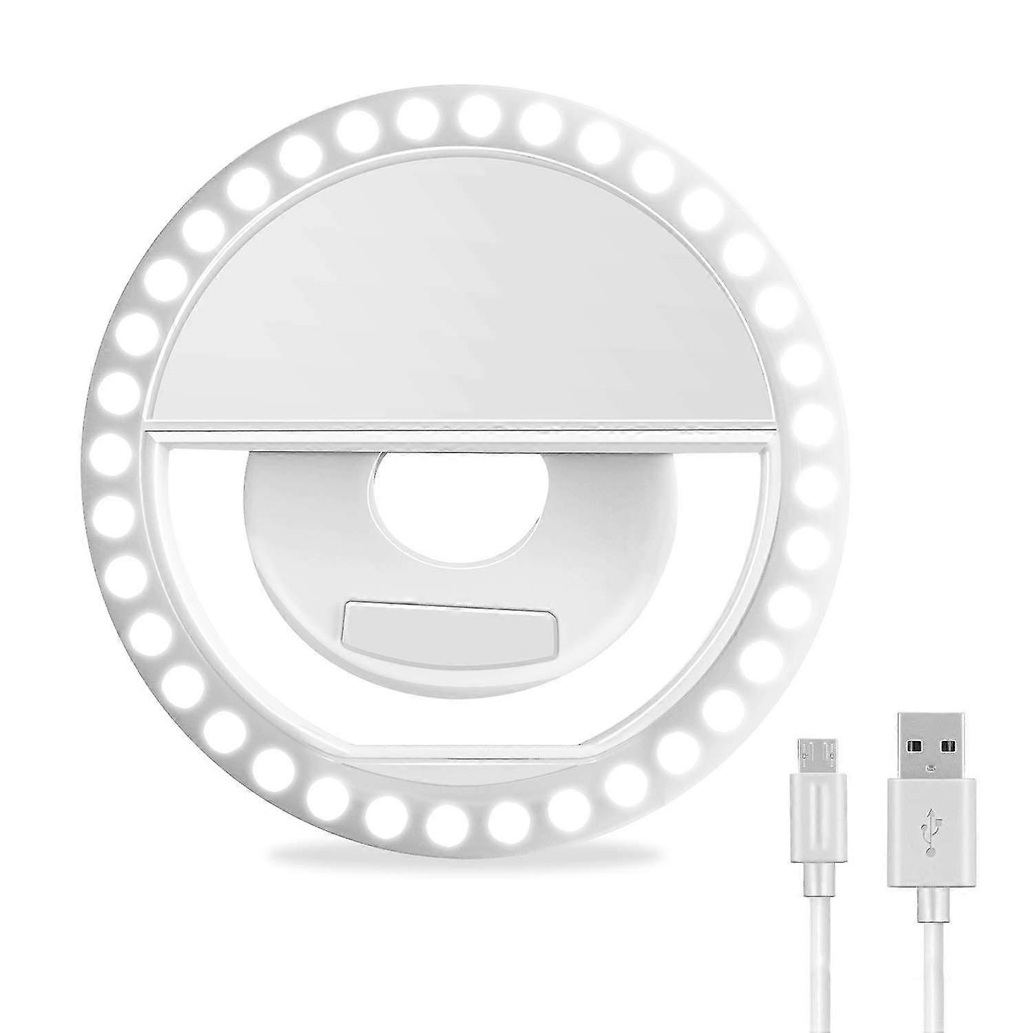 Selfie Ring Light, Rechargeable Portable Clip-on Selfie Fill Light With 28 Leds For Iphone/android S