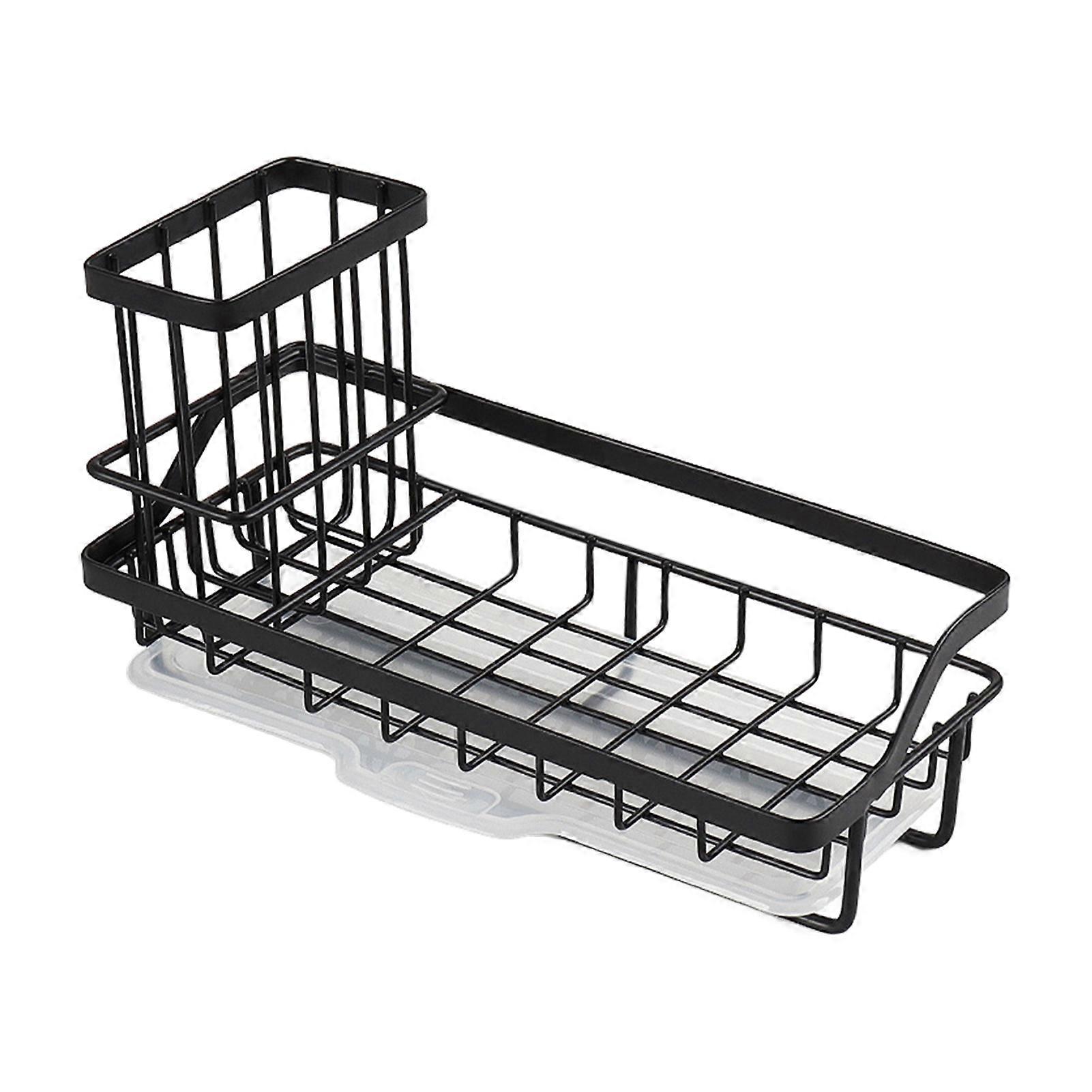 Sponge Holder Kitchen Sink Organizer with Drain Tray Rustproof Corrosion Resistant Sink Caddy Storage Holder