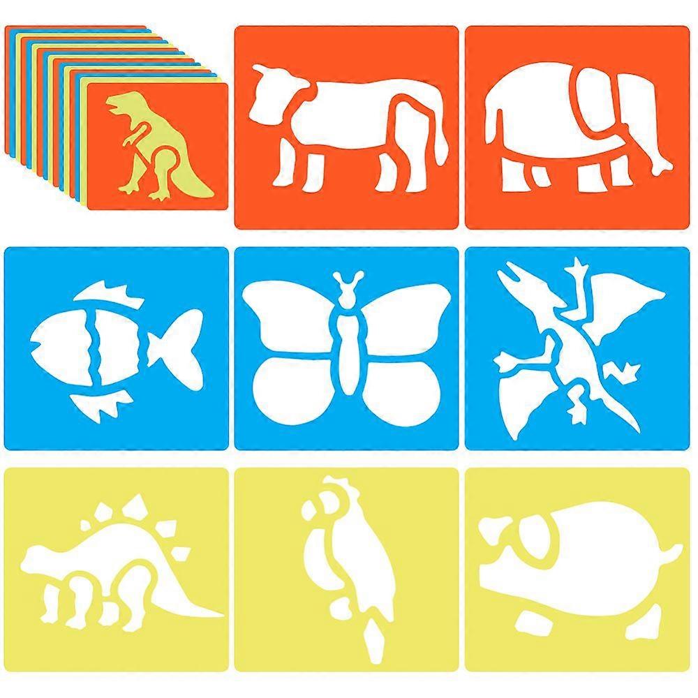 24pcs Drawing Stencils 5.9 x 5.5 Inch Animal Shape Stencils Set Chalk Stencils Large Washable PET Plastic Hollow Out Drawing Painting Stencils Templat