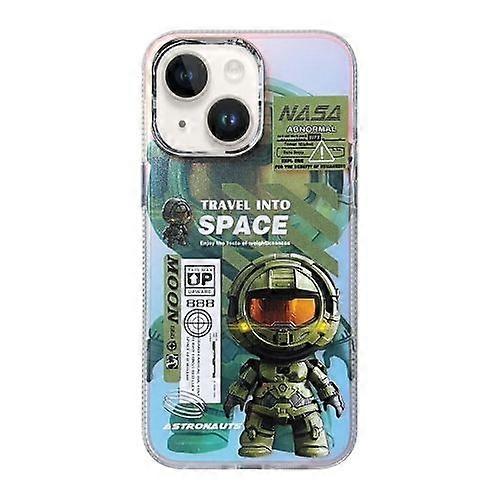 For iPhone 15 Fluorescent Laser Astronaut Phone Case