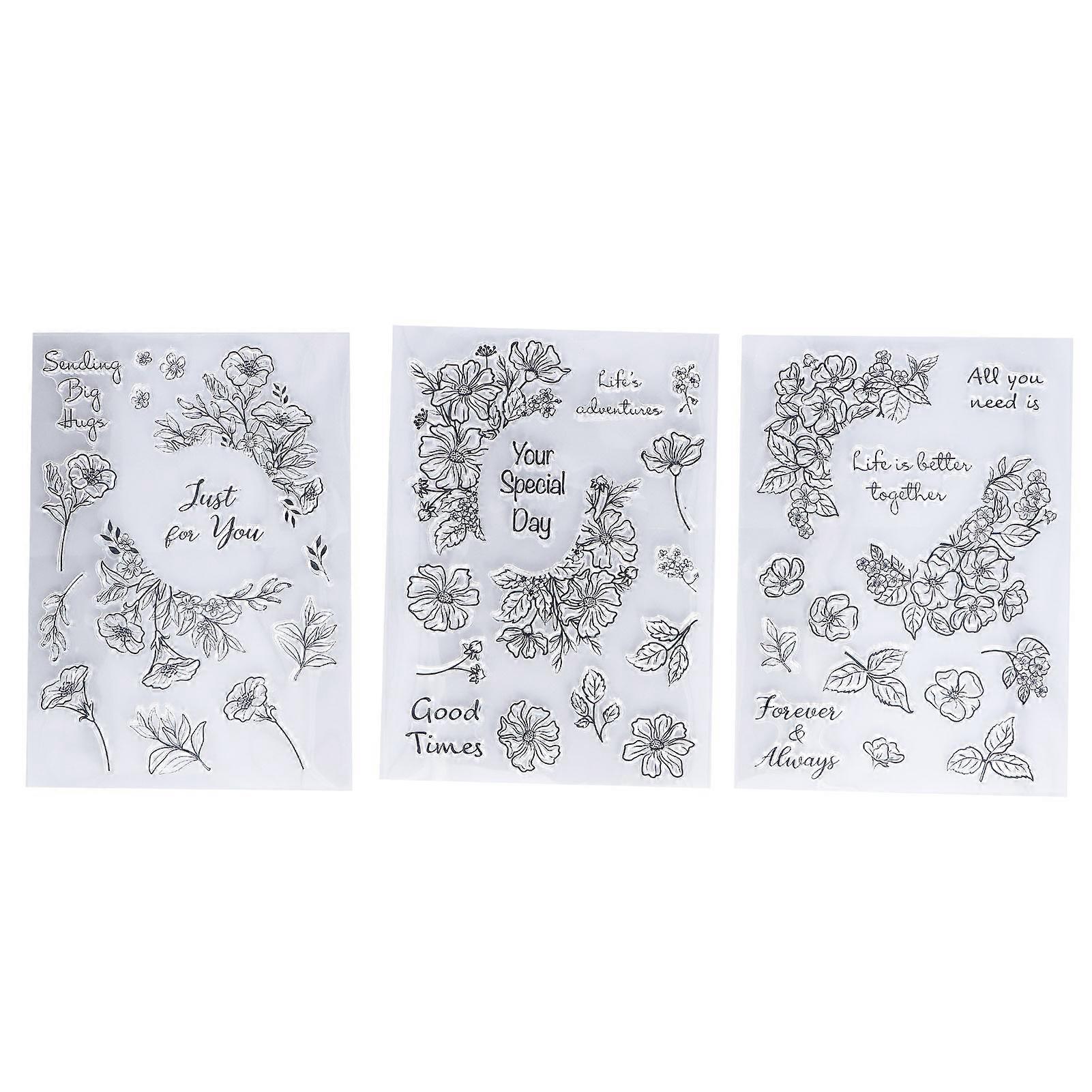 3Pcs Transparent Stamp Easy Operation Unique Pattern Wide Application Healthy Reusable Clear Stamp