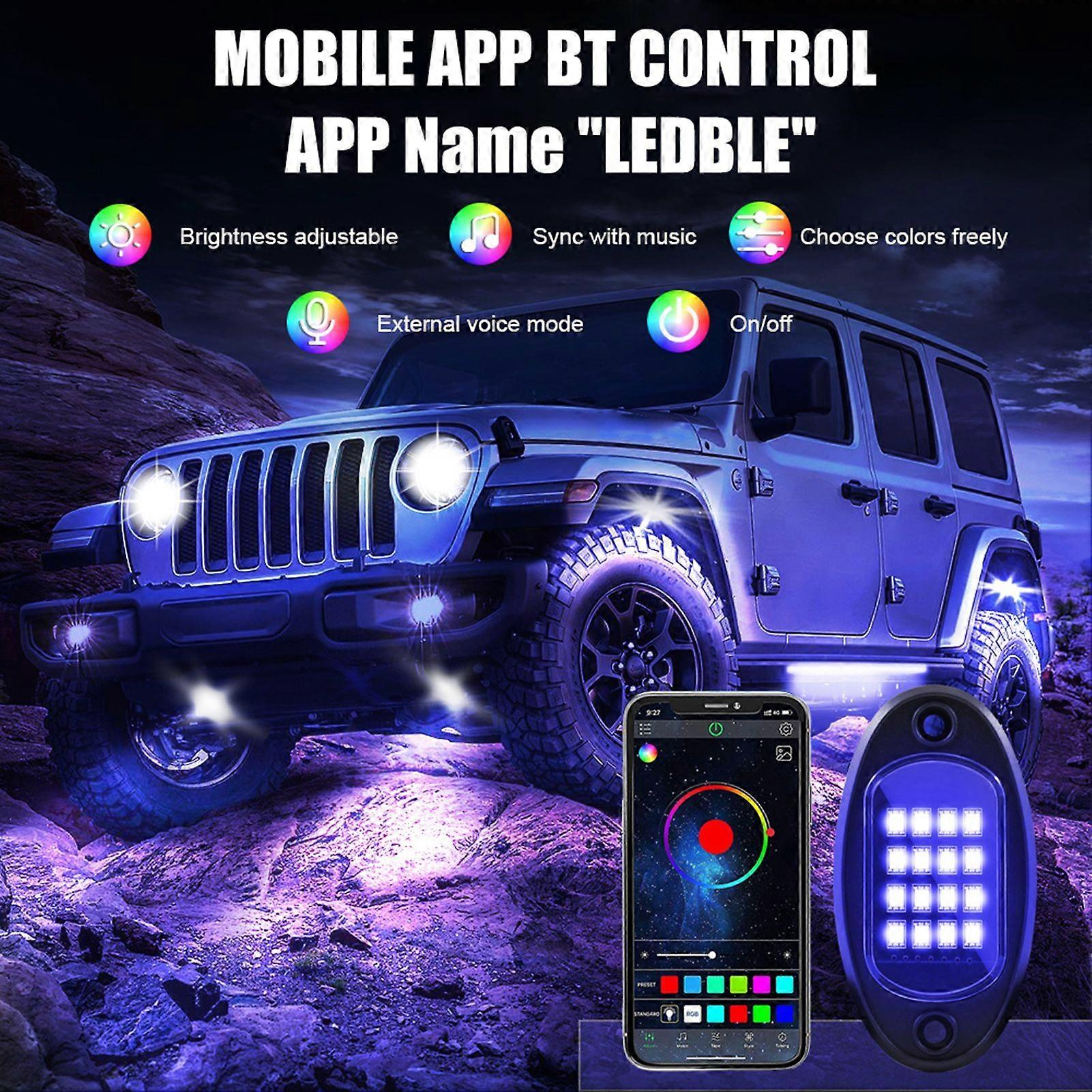 RGB Color Changing Off~Road Vehicle Underbody Light with 24~Key Remote (1~to~8) APP Bluetooth Control, 16 Million Colors, High Brightness MK1568