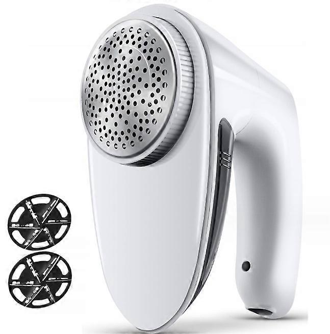 Anti-elektrický holicí strojek, dobíjecí holicí strojek na odstraňování žmolků, stroj proti žmolkování oděvů a nábytku, 6hrotý břit, se 2 vyměnitelnými břity, bílý