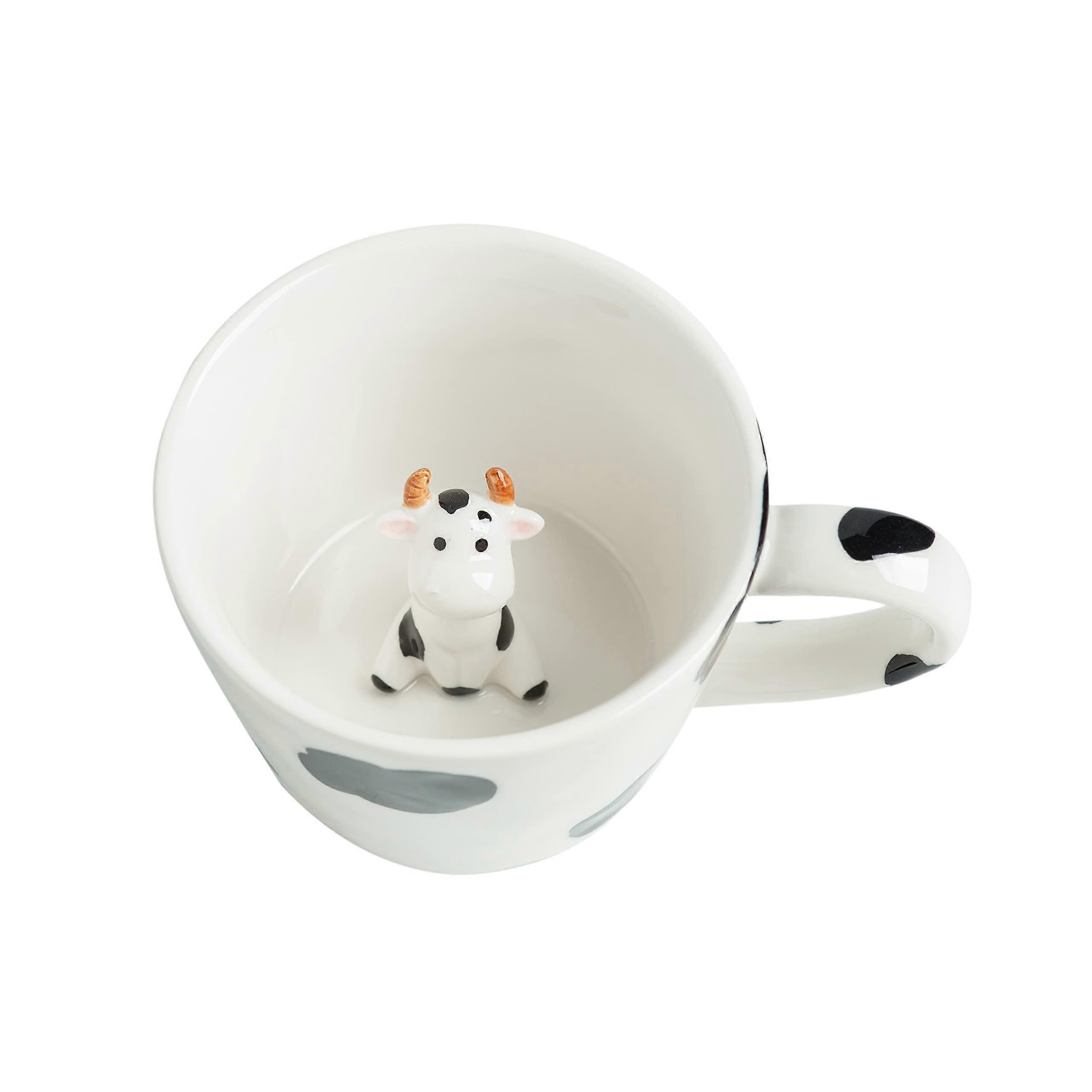 12 oz handmade ceramic mug with 3D cow shape