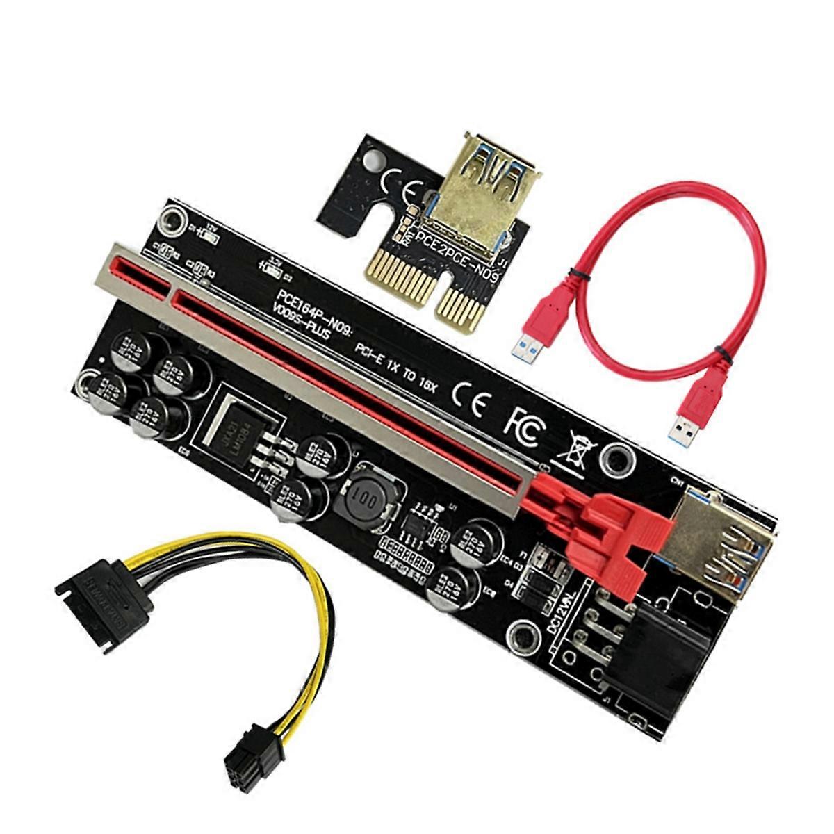 VER009S Plus PCI-E Riser Card 009S Plus PCIE X1-X16 4Pin 6Pin Power USB 3.0 Cable for Graphics Card