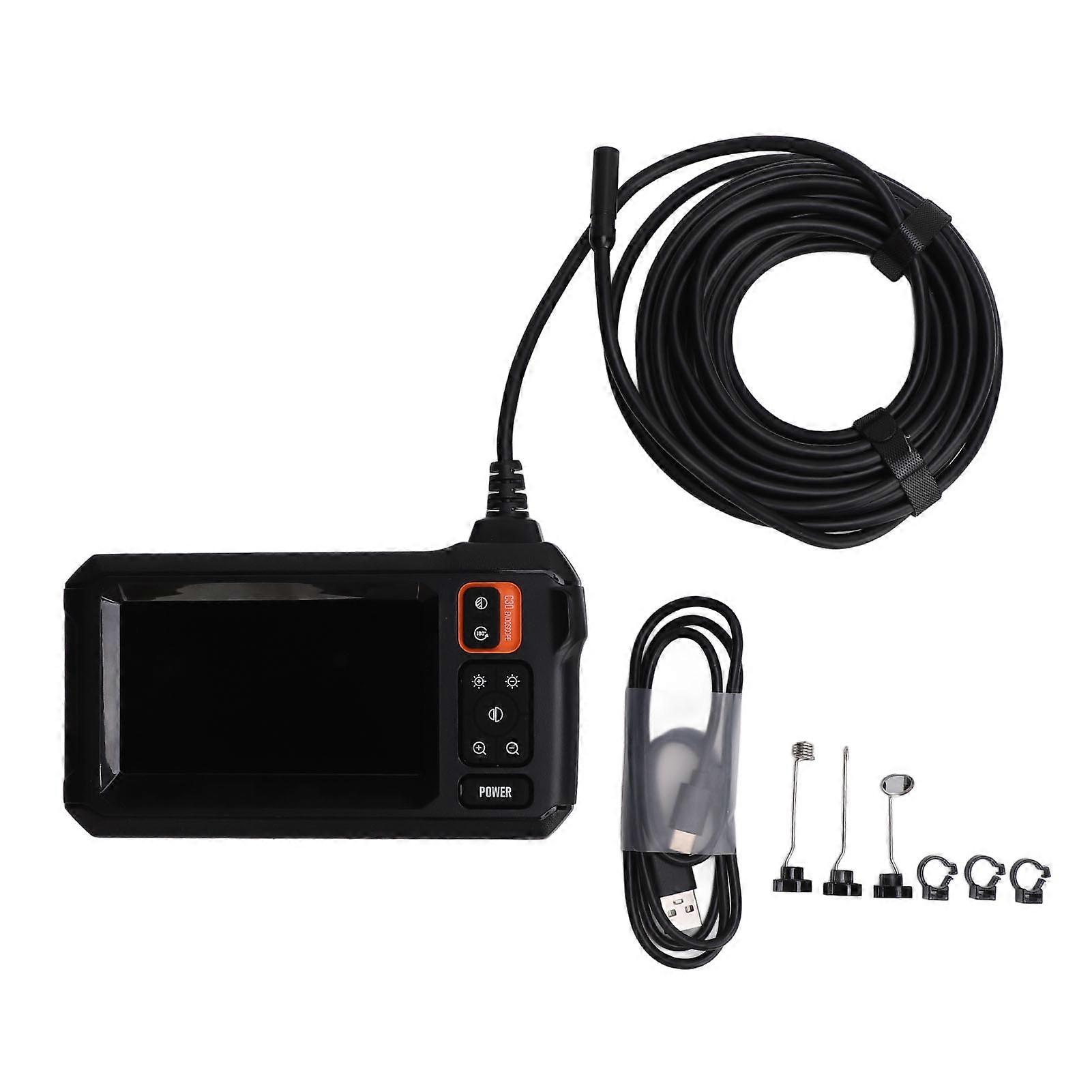 工業用内視鏡1080P HD 8mmレンズパイプ検査カメラ、4.3インチIPSスクリーンと16.4フィートケーブル付き