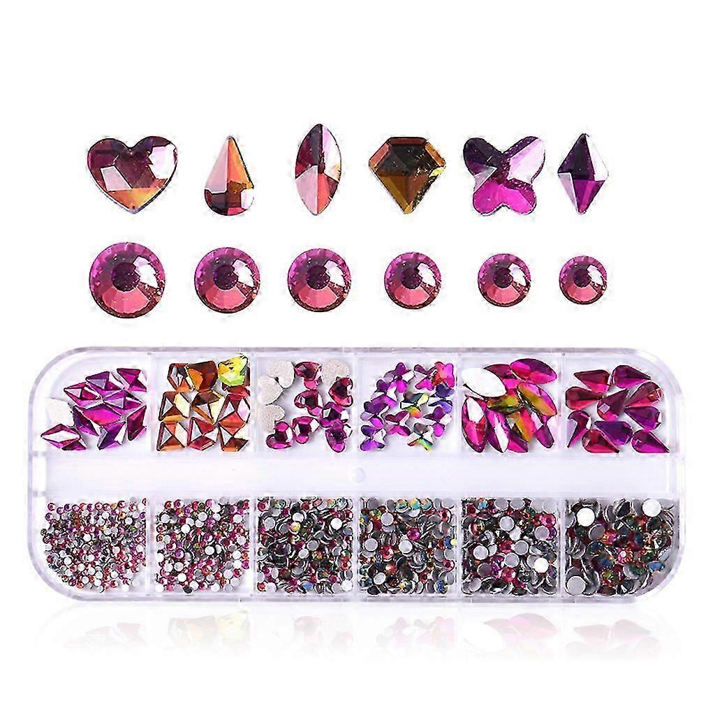 Rhinestones For Nails Set Multi Shapes Gradient Color Round Heart Flatback