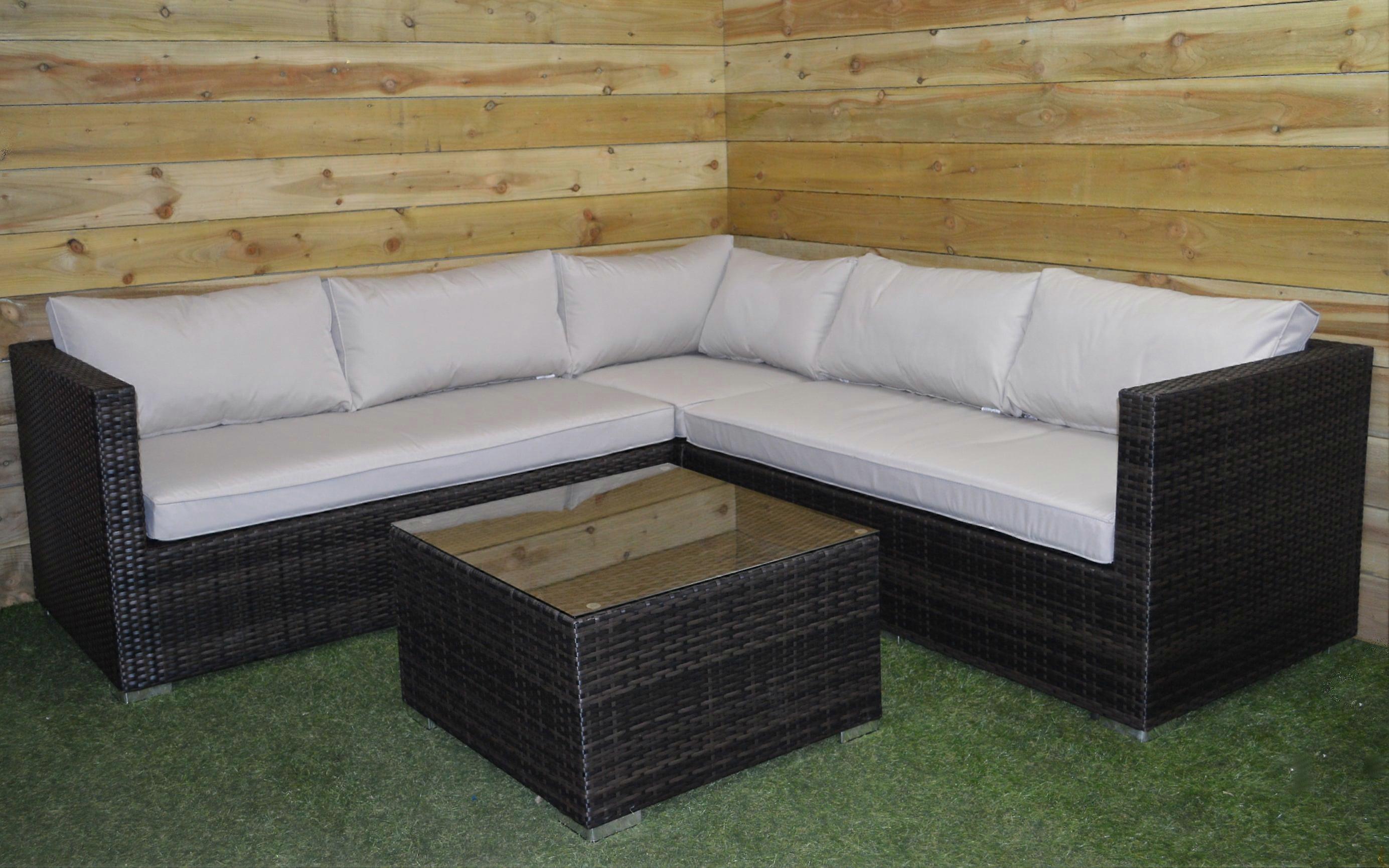 Pagoda Sorrento Mixed Brown Rattan Modular Corner Set With Cream Cushions